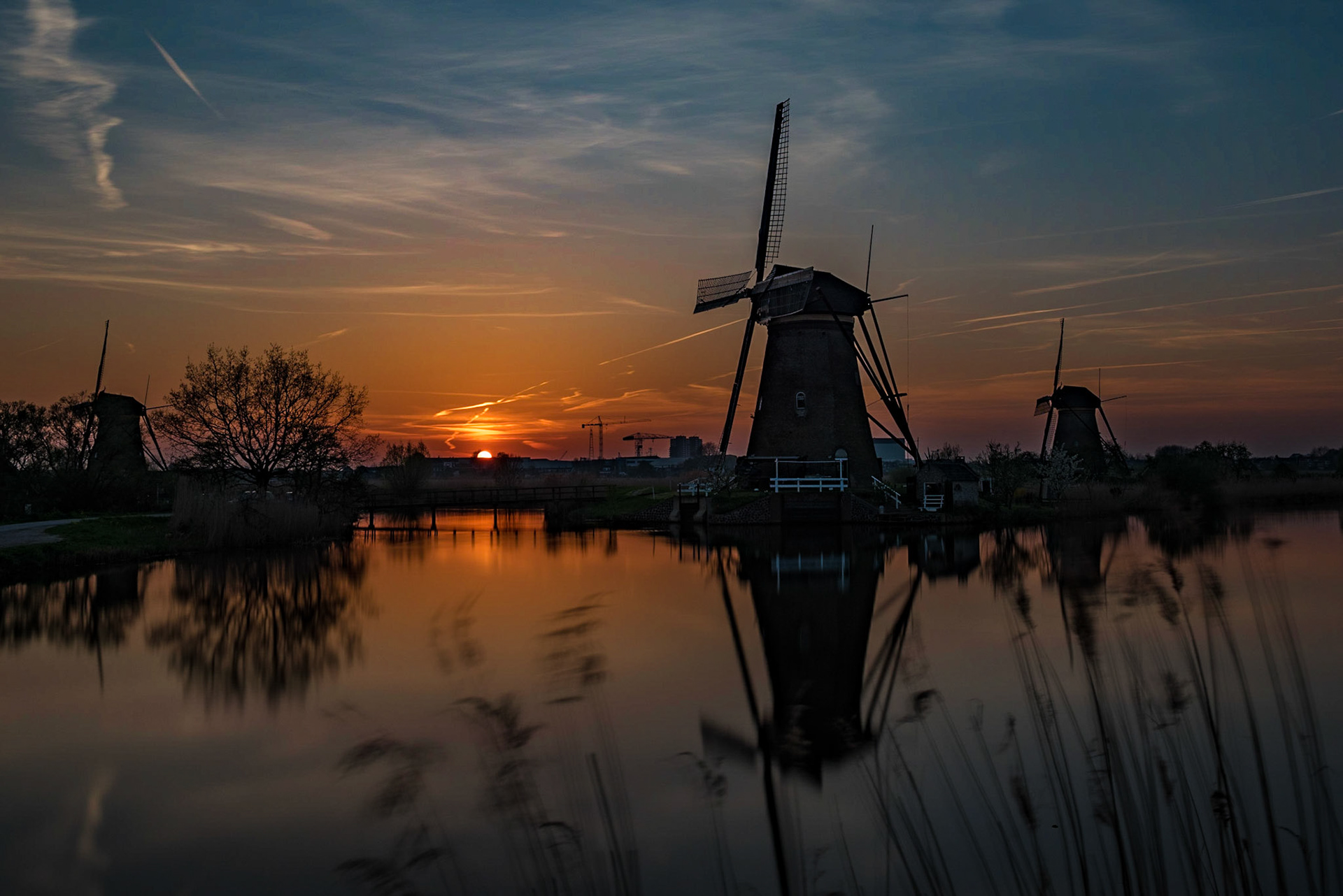 Sonnuntergang in Kinderdijk