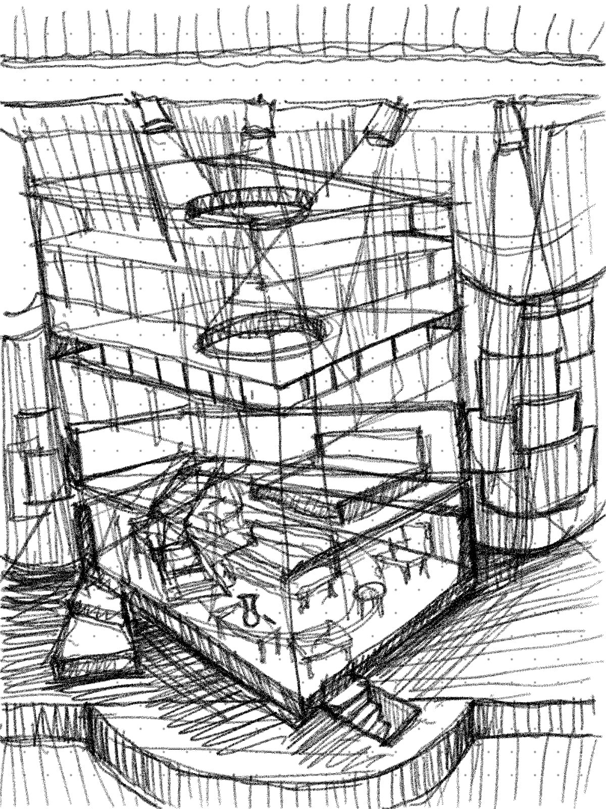 Final sketch after the alterations of the ground plan