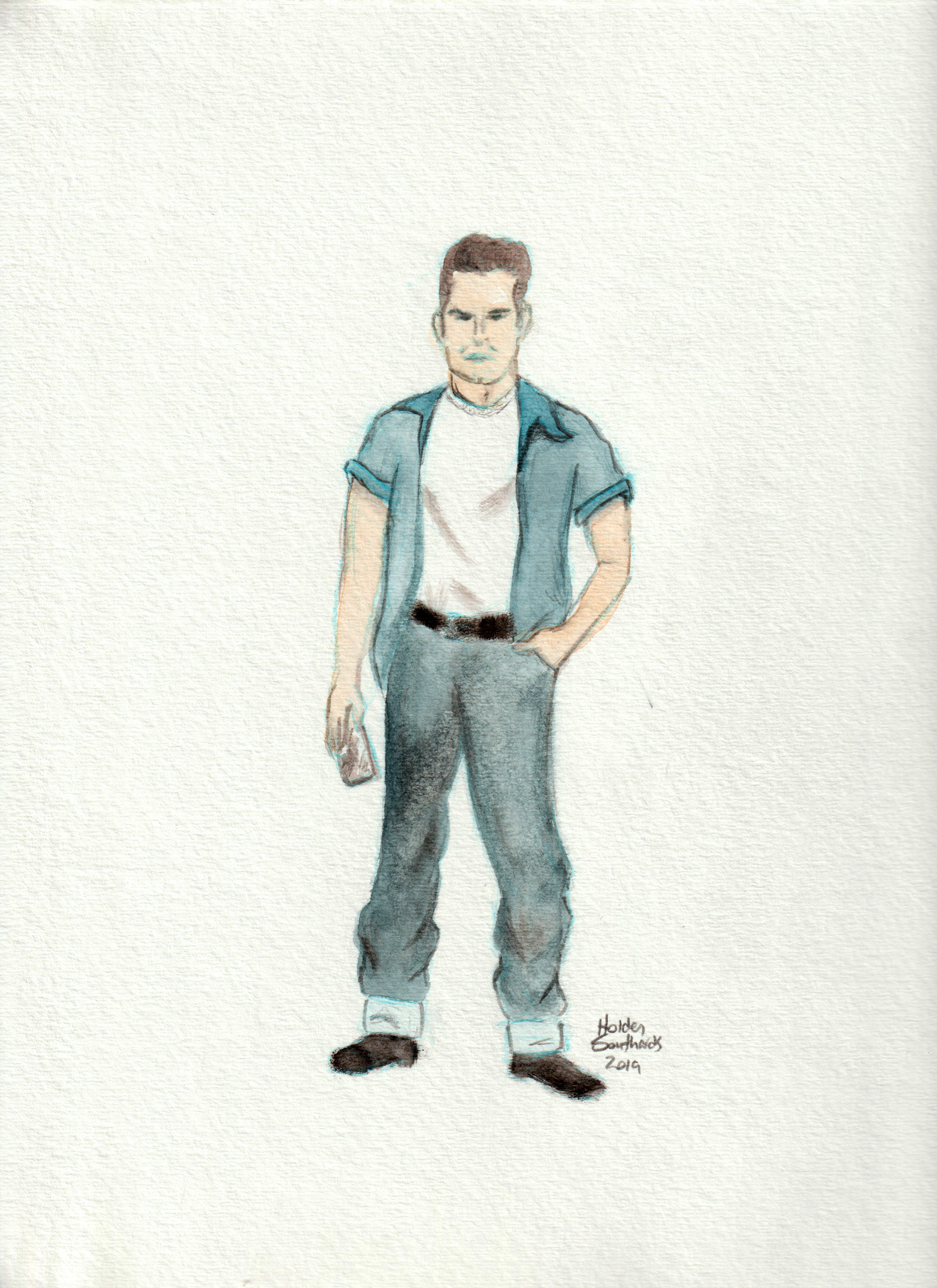 2019 - Watercolor - Background character based on photo