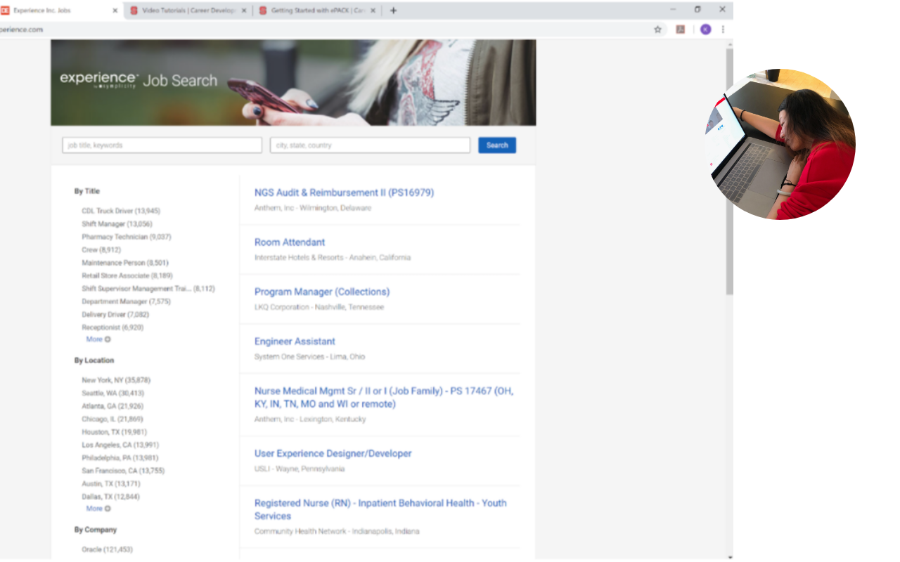 User is directed to a new website with a new tab, she is overwhelmed and decides that epack is not for her