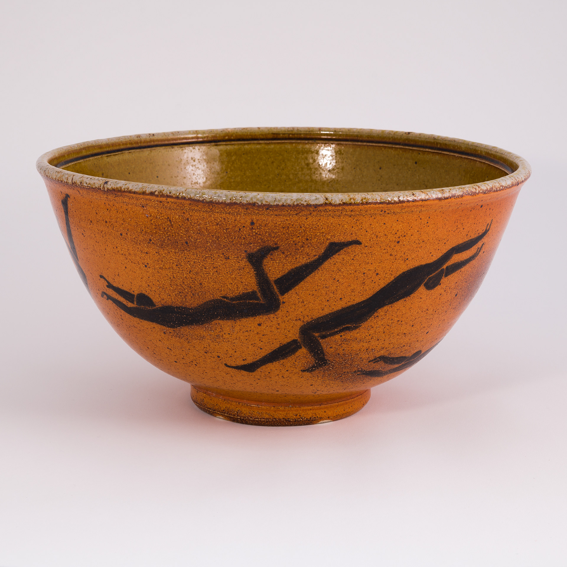 Swimmer Bowl, Soda fired Stoneware