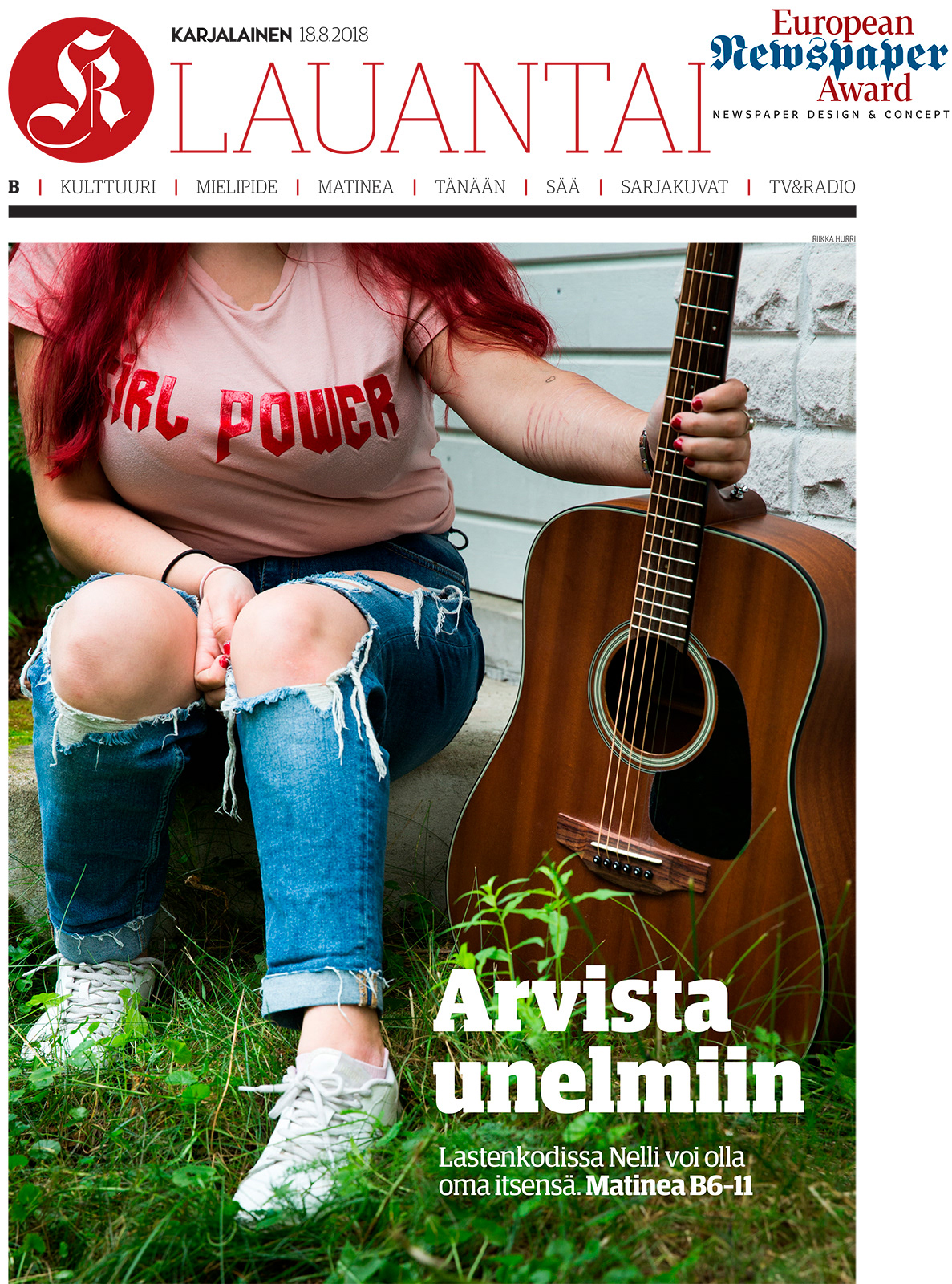 Lastenkoti - European Newspaper Award - kilpailu. Award of Excellence, Sectional Front Pages - Regional Newspaper, Karjalainen