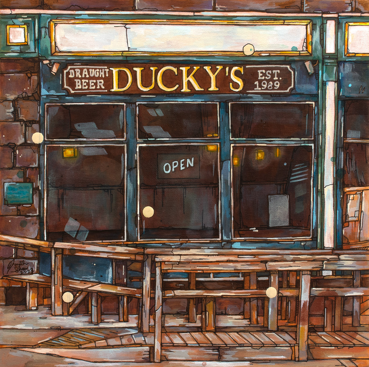 "Ducky's Pub", 10" x 10"