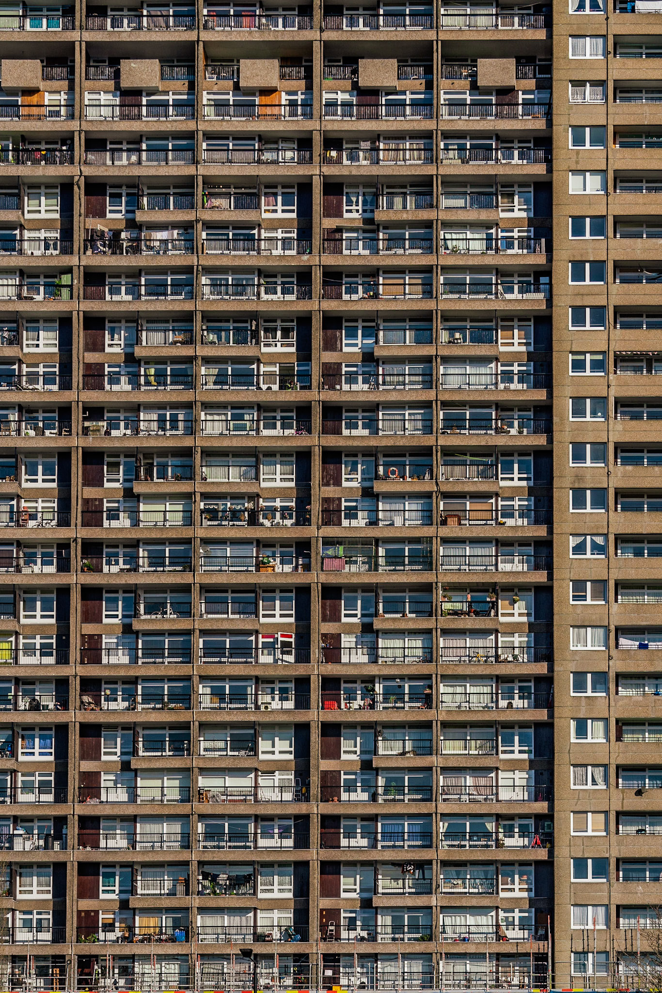 The iconic Goldfinger Trellic Tower is one of my local landmarks, and I pass it daily on my commute. I've been searching for years for various different viewpoints, but I am always drawn to a tight crop to accentuate the patterns in the flat windows and balconies.