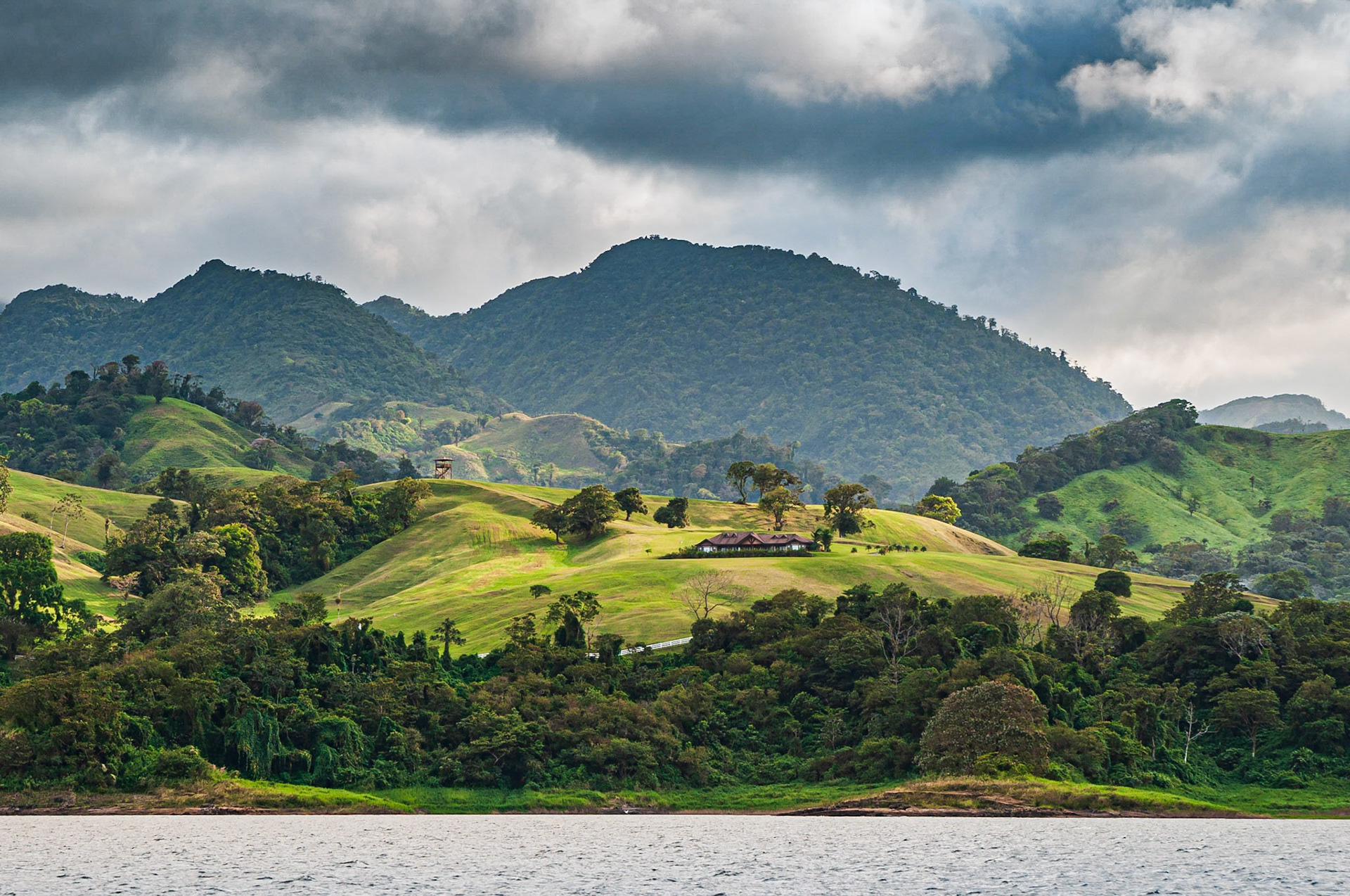 Crossing the Parque Nacional Volcan Arenal and the Laguna de Arenal on the jeep-boat-jeap combo from Monteverde to La Fortuna