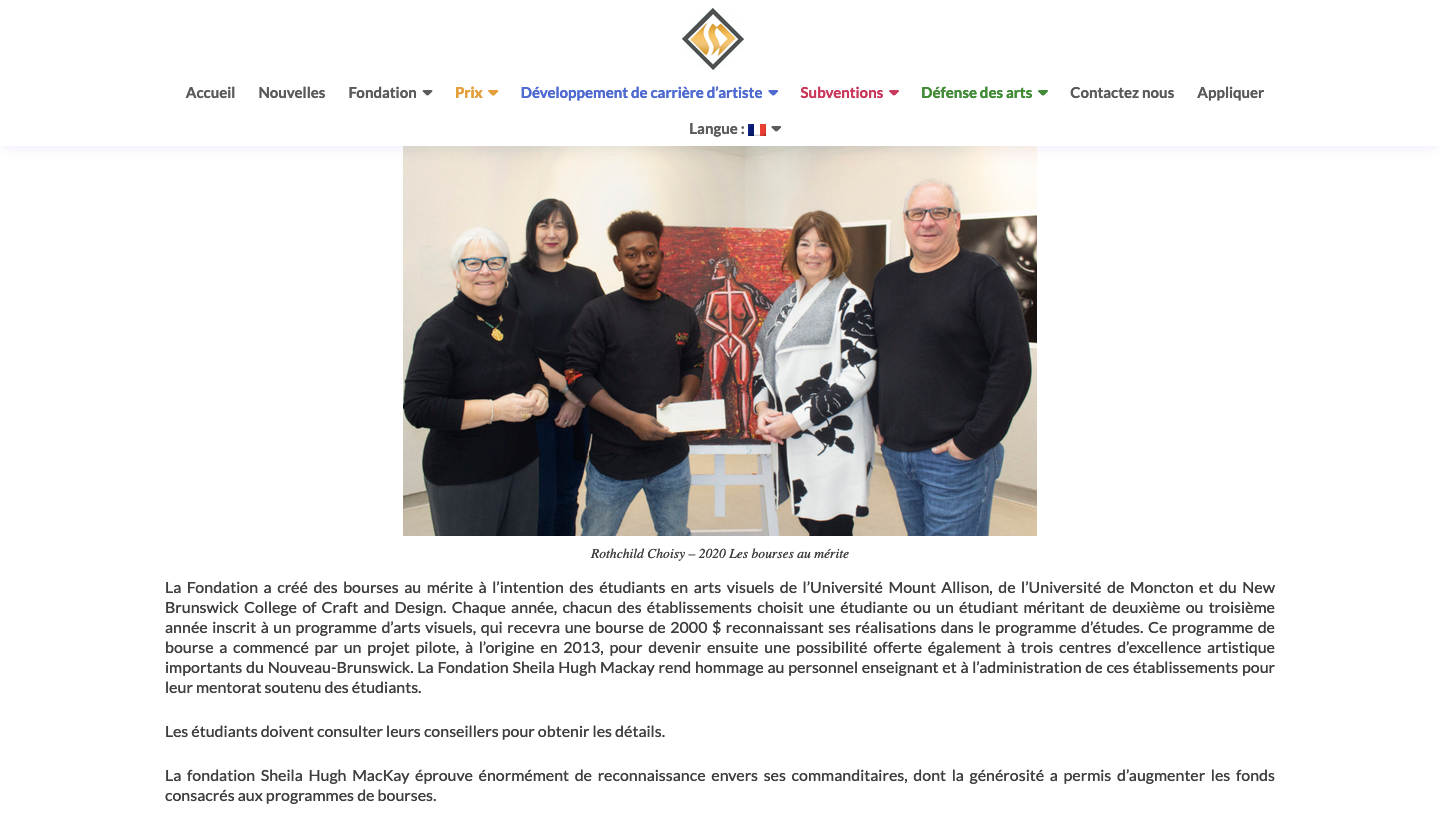 Bourse de Mérite | Sheila Hugh Mackay - 2020