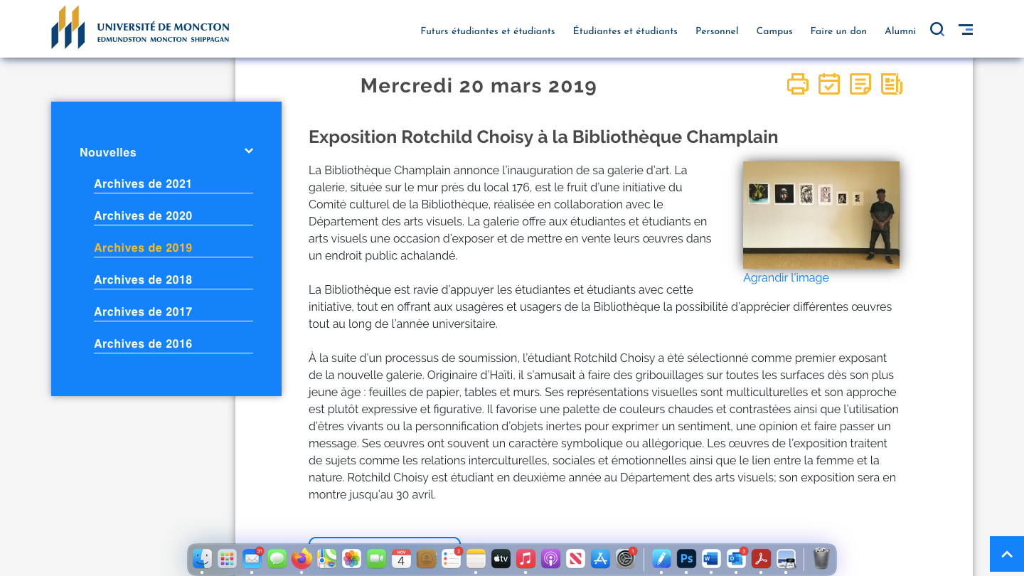 Exposition étudiante | Bibliothèque Champlain - 2019