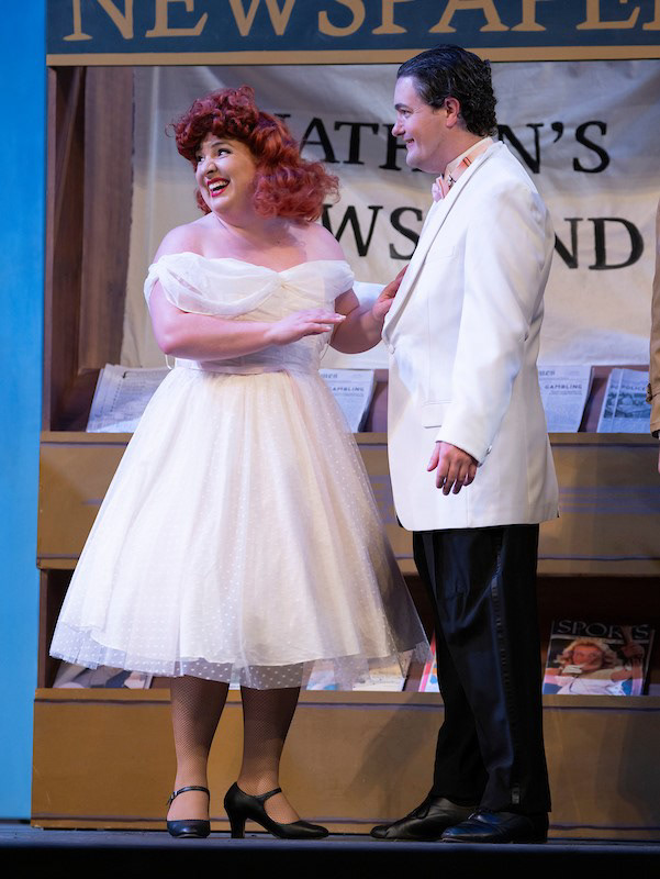 Adelaide played by Maggie Langhorne, Nathan Detroit played by James Mitchell, photos taken by Matt Dilyard