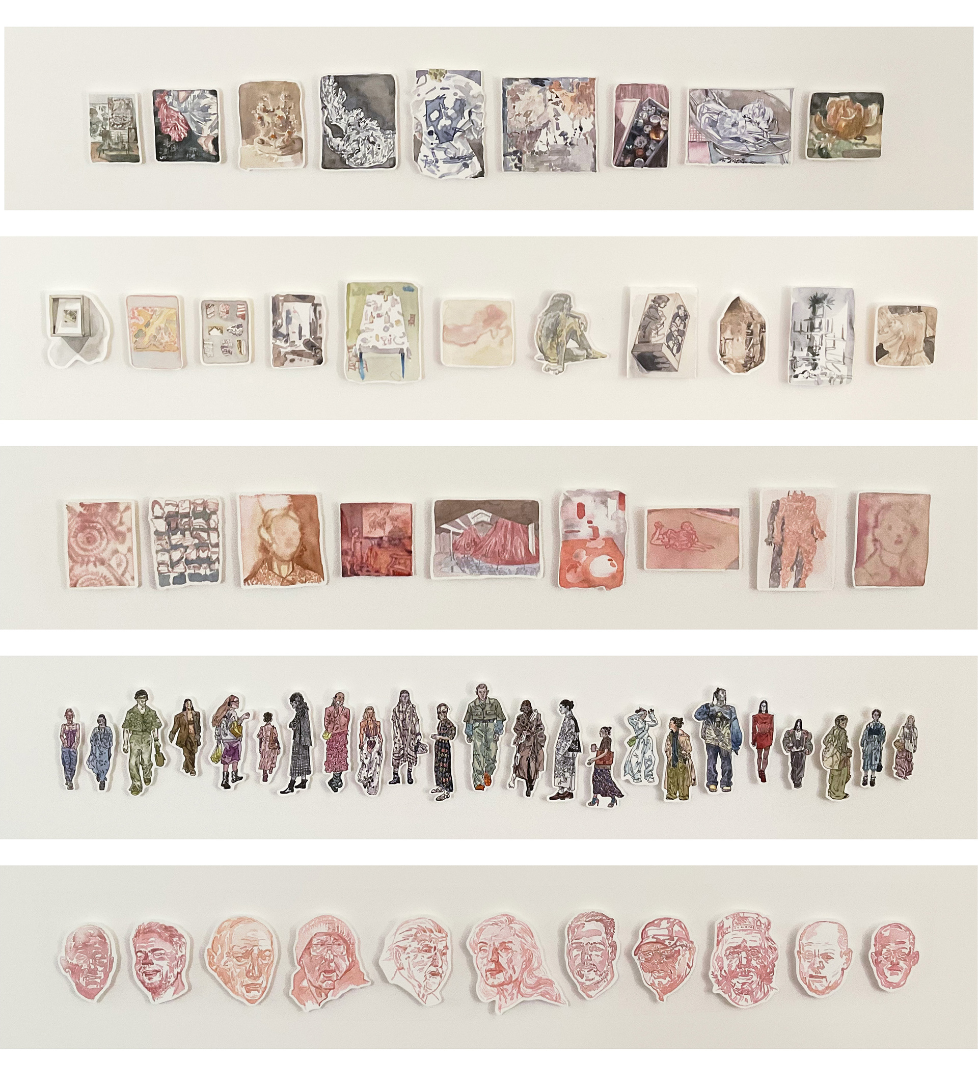 Naartjie, Iggy, Pink Skin, Catwalk 2 & Made the News, Isabella Kuijers, 2023, 35cm x 105cm