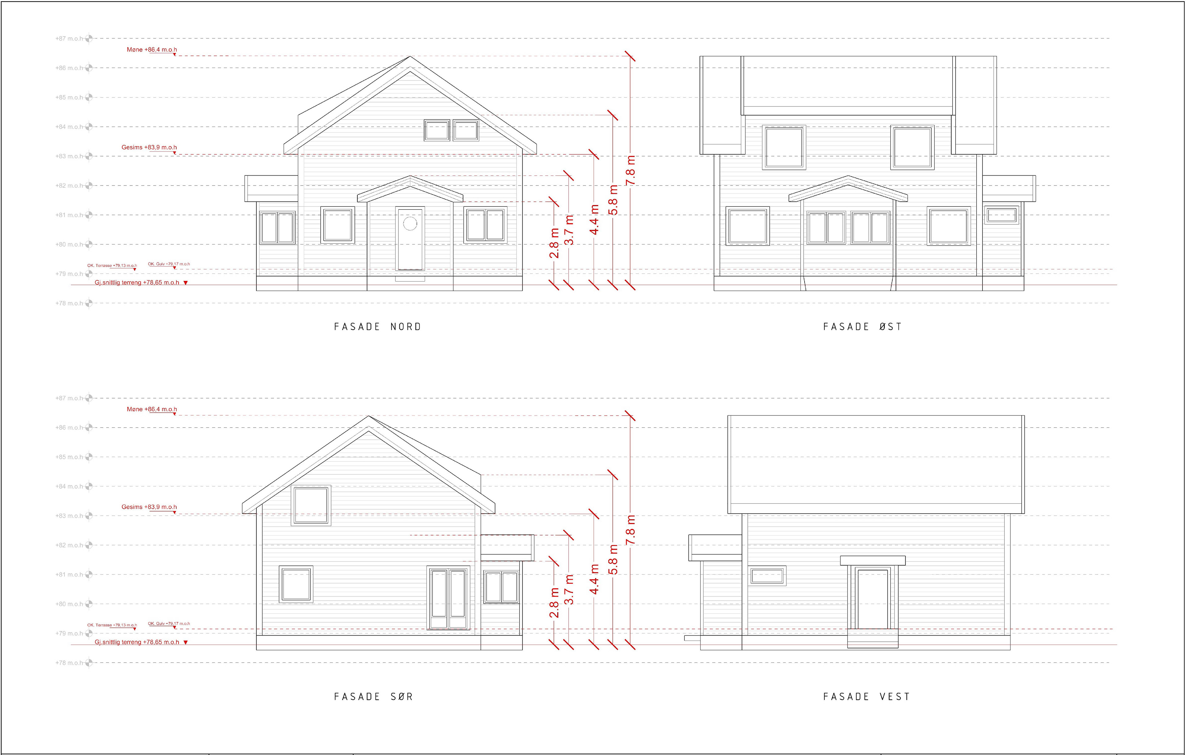 Eksisterende fasader