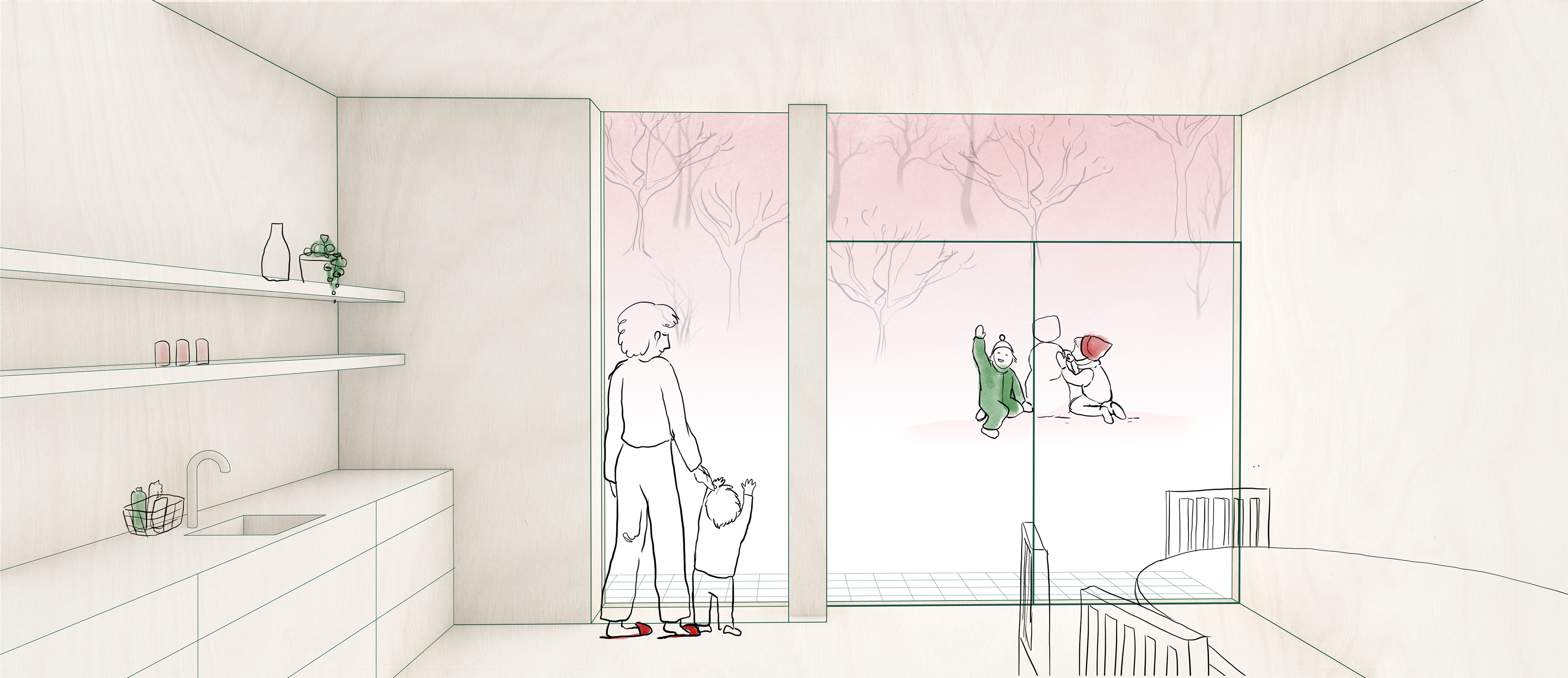 kitchen with connection to outside