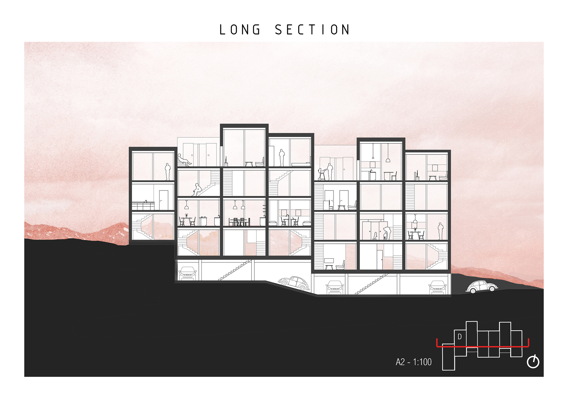 four storey and parking garage