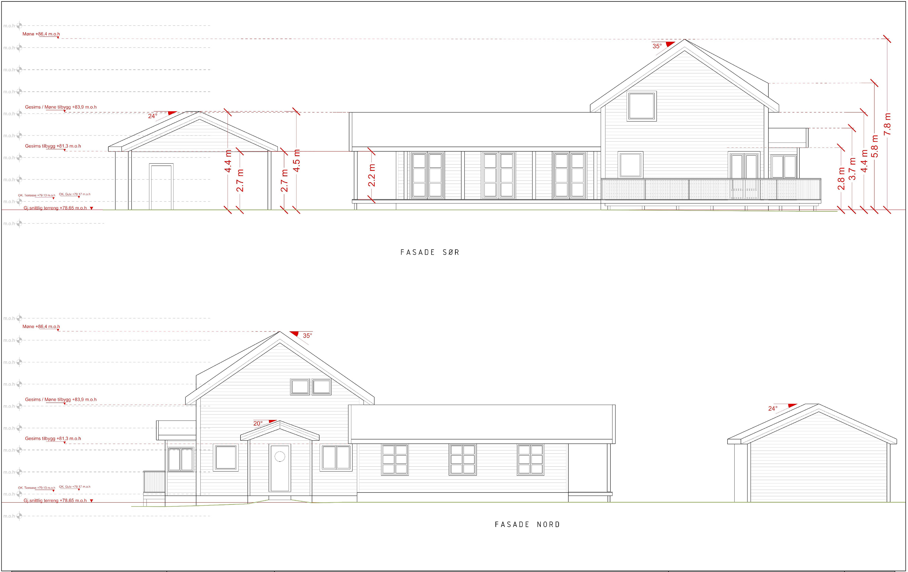 Nye fasader - sør og nord