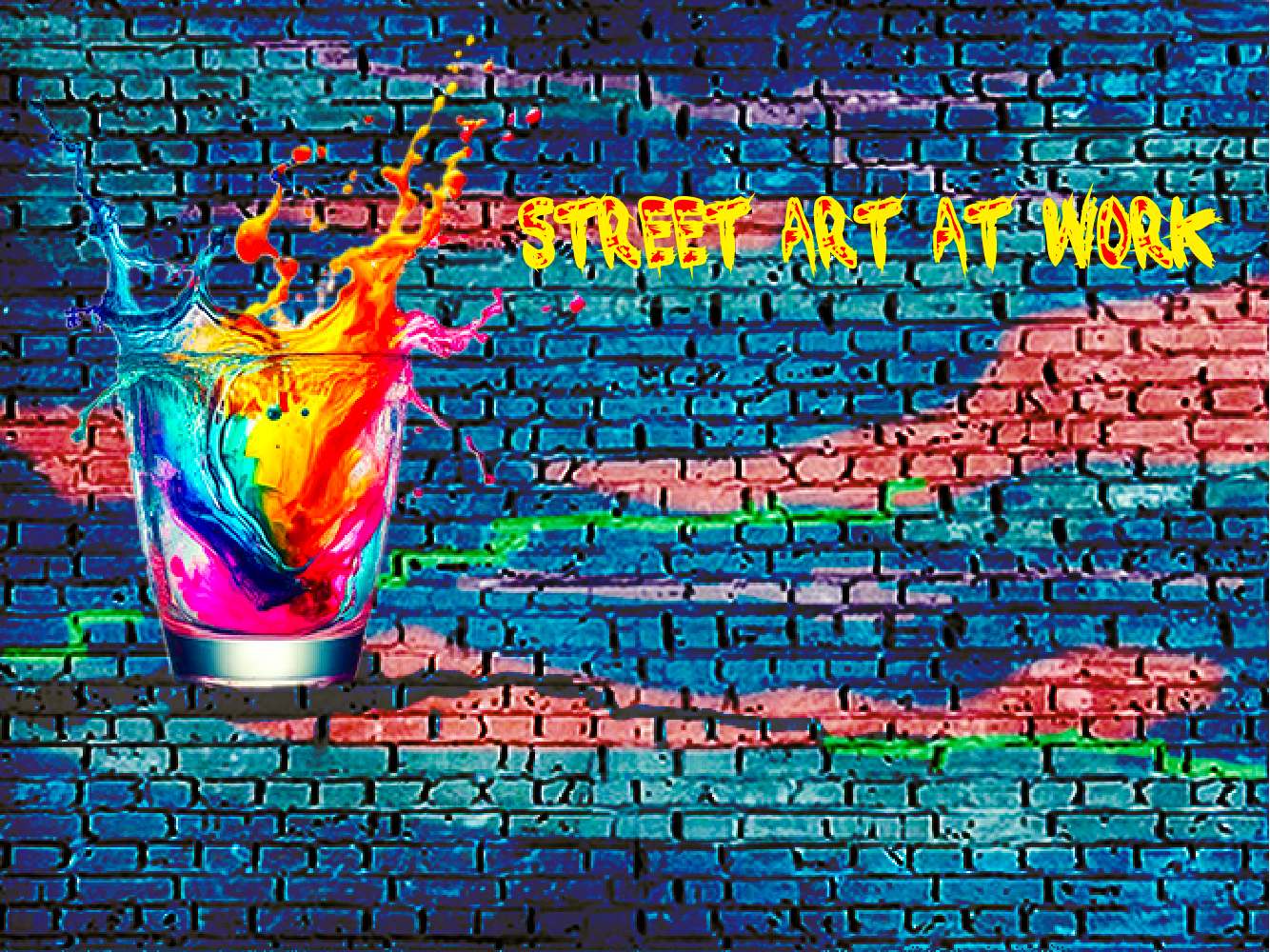 Glass of Colors on brick wall