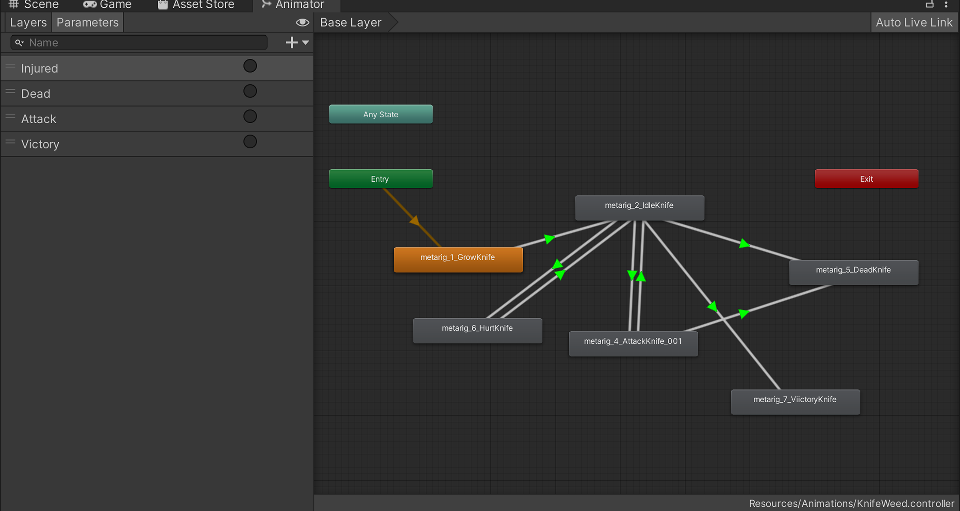 Knife Weed Animation Controller