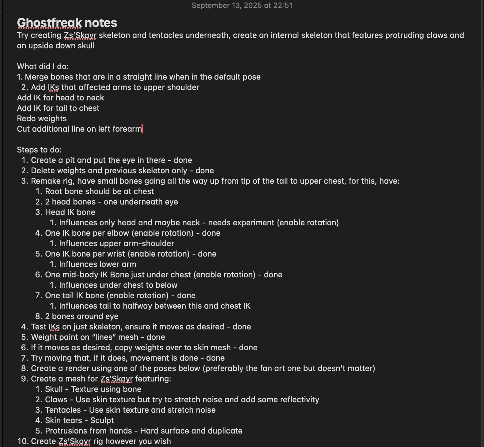 Notes I took to organize my thoughts and what I need to do