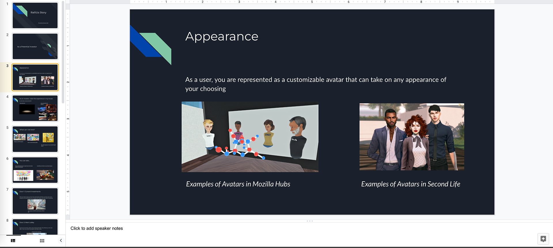Presentation of storyboard (Example Characters)