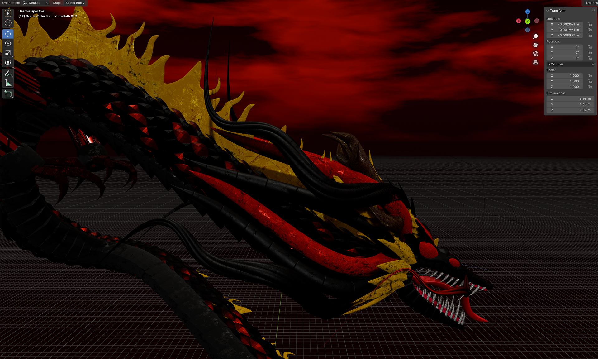 Dragon Head Upper Body with PBR Materials