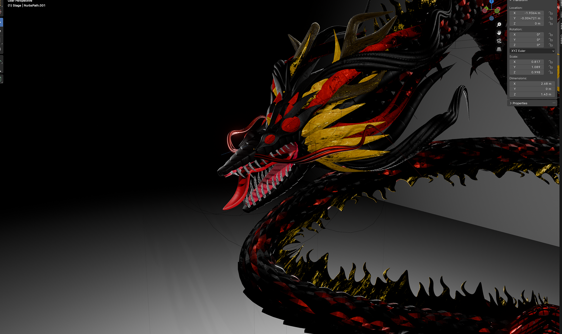 Dragon Upper Head & Body in Cube Environment