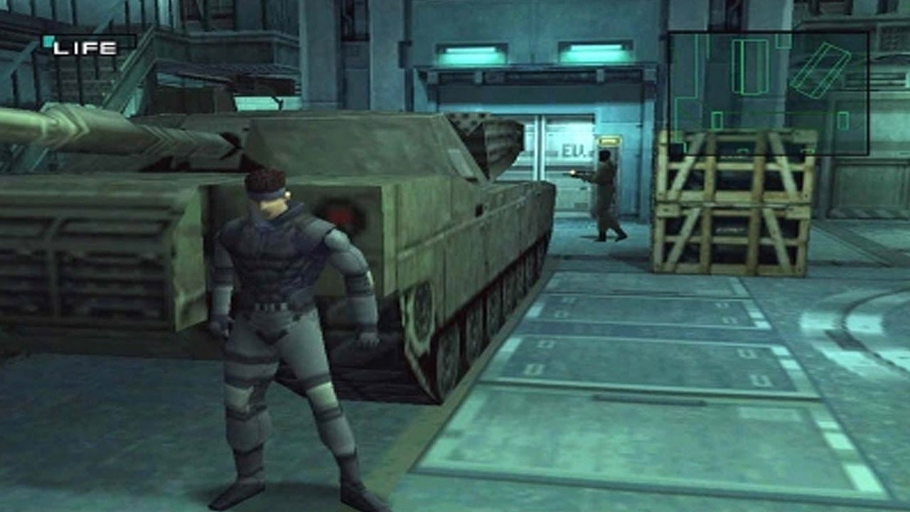 Screenshot of "Metal Gear Solid" Gameplay, featuring cool tones