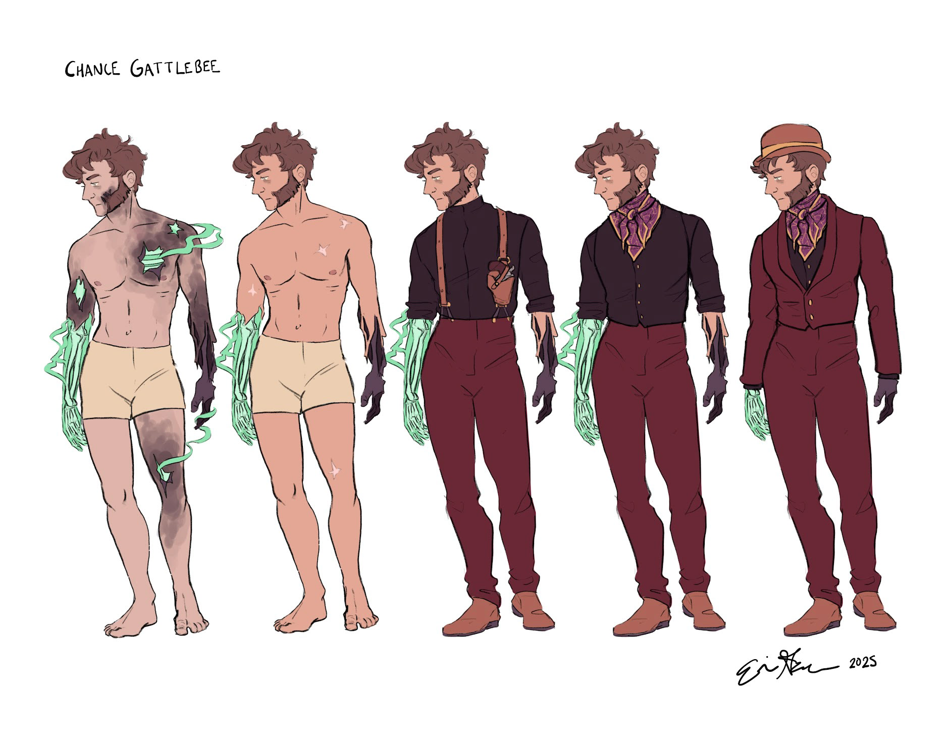"Chancey Character Design Sheet," Adobe Fresco, 2025