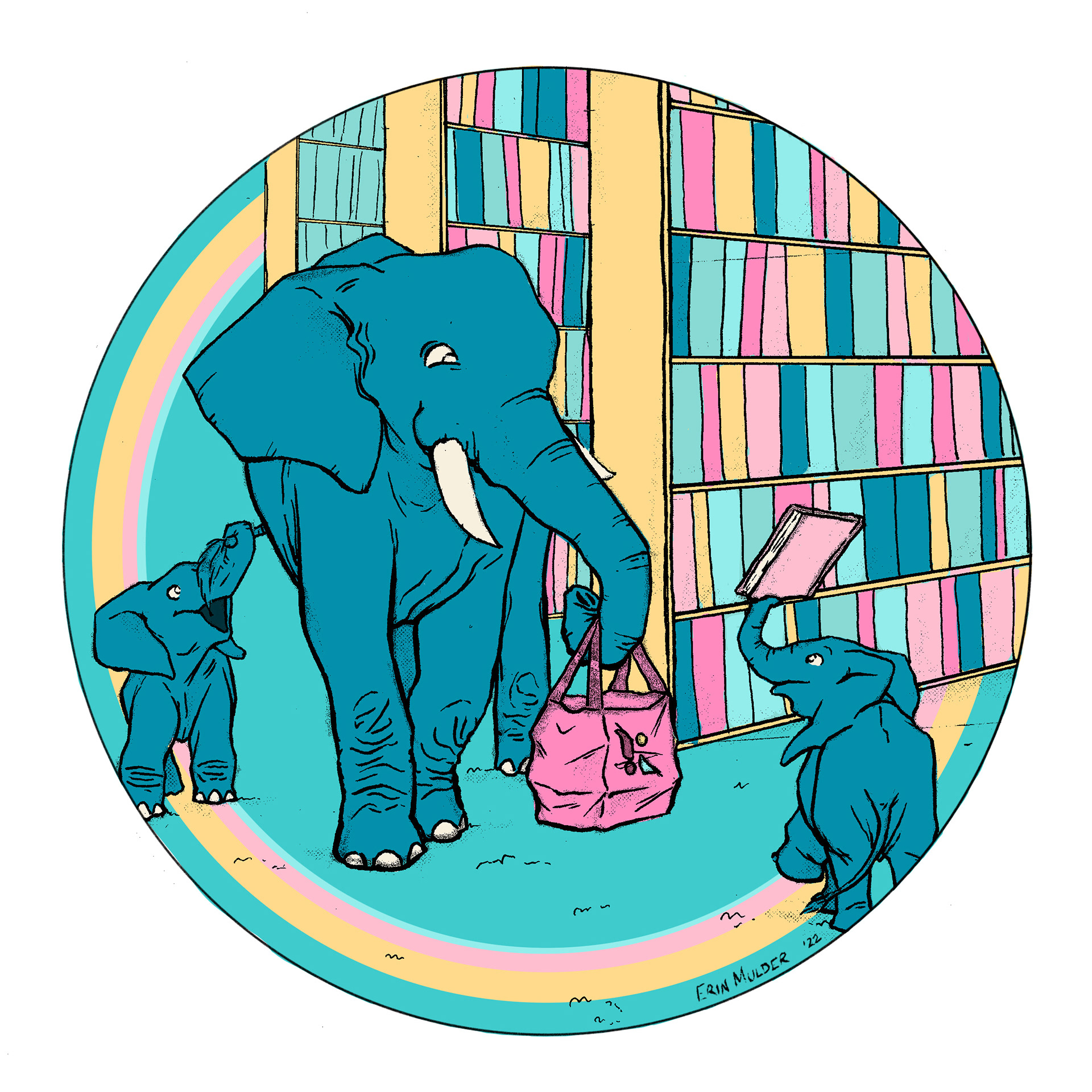 Coaster Design for Kent District Library, Ink and Adobe Fresco, 2022