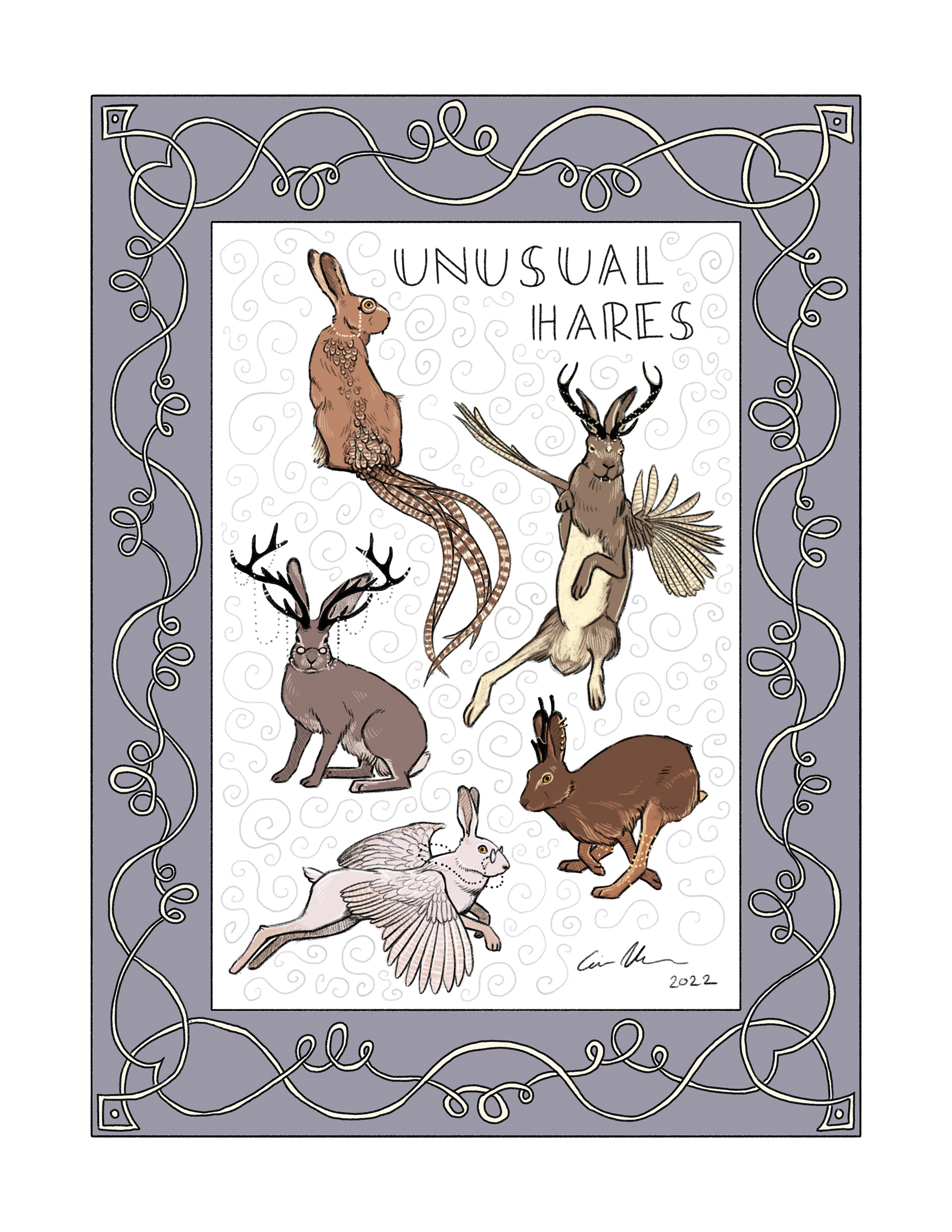 "Unusual Hares," Adobe Fresco, 2022