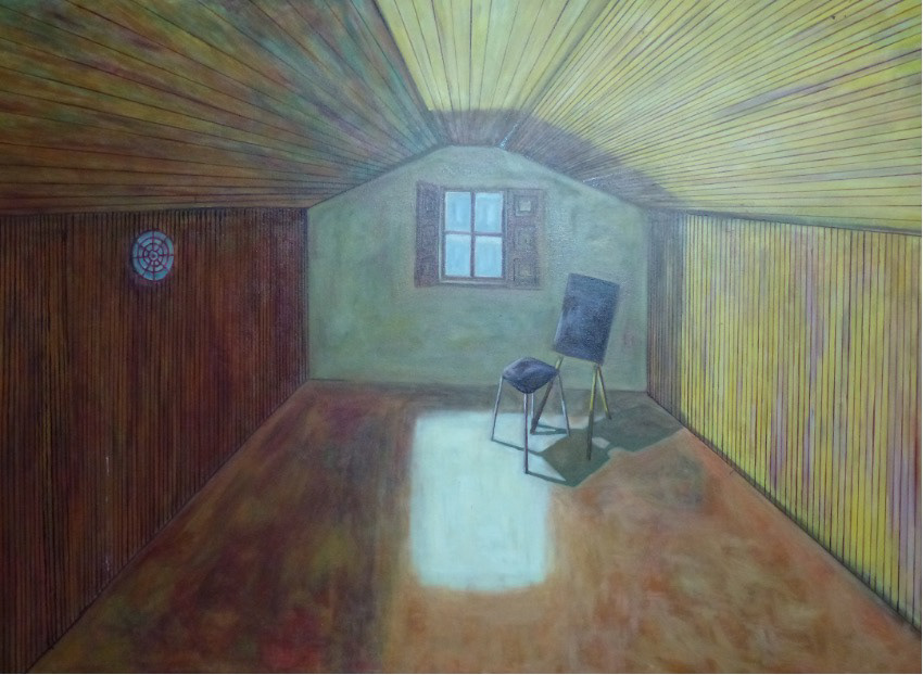 Sótão, óleo sobre tela, 80x120 cm, 2012. Coleção de Maria da Glória Maias de Oliveira.  