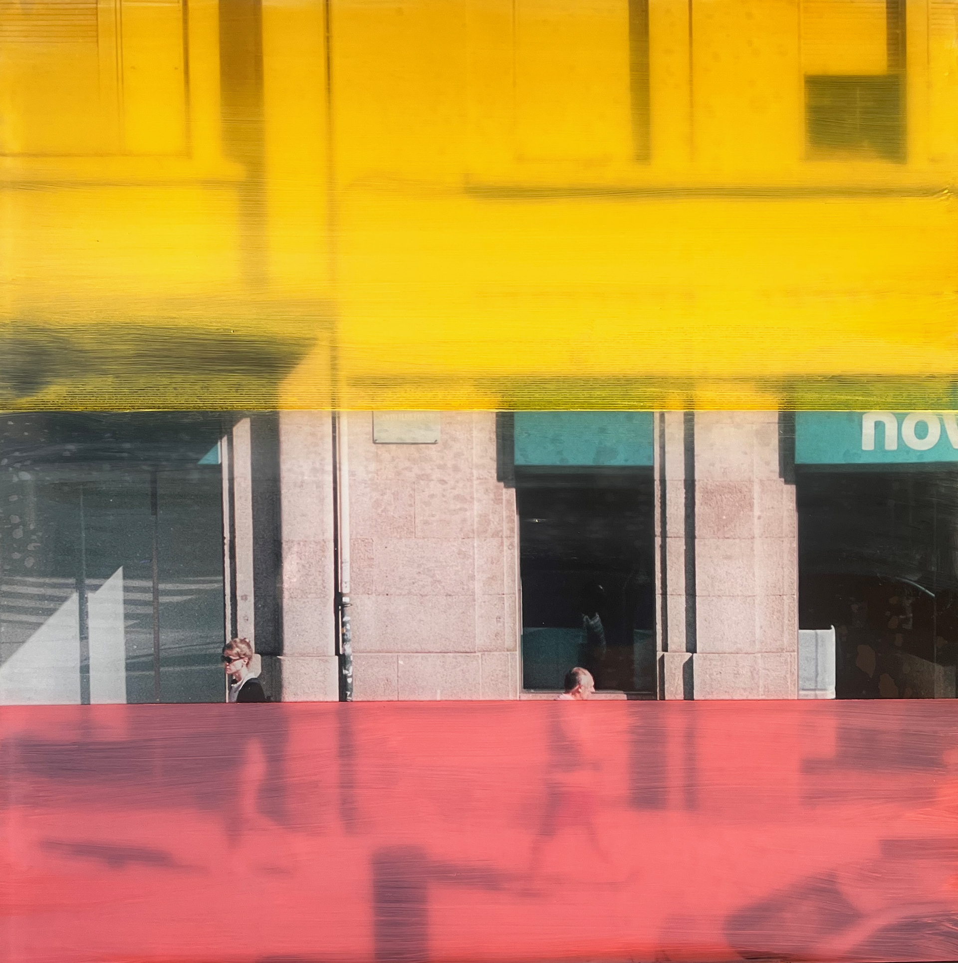 Flâneurs, óleo sobre vidro acrílico e Impressão digital, 50x50cm., 2023. Coleção do Autor.