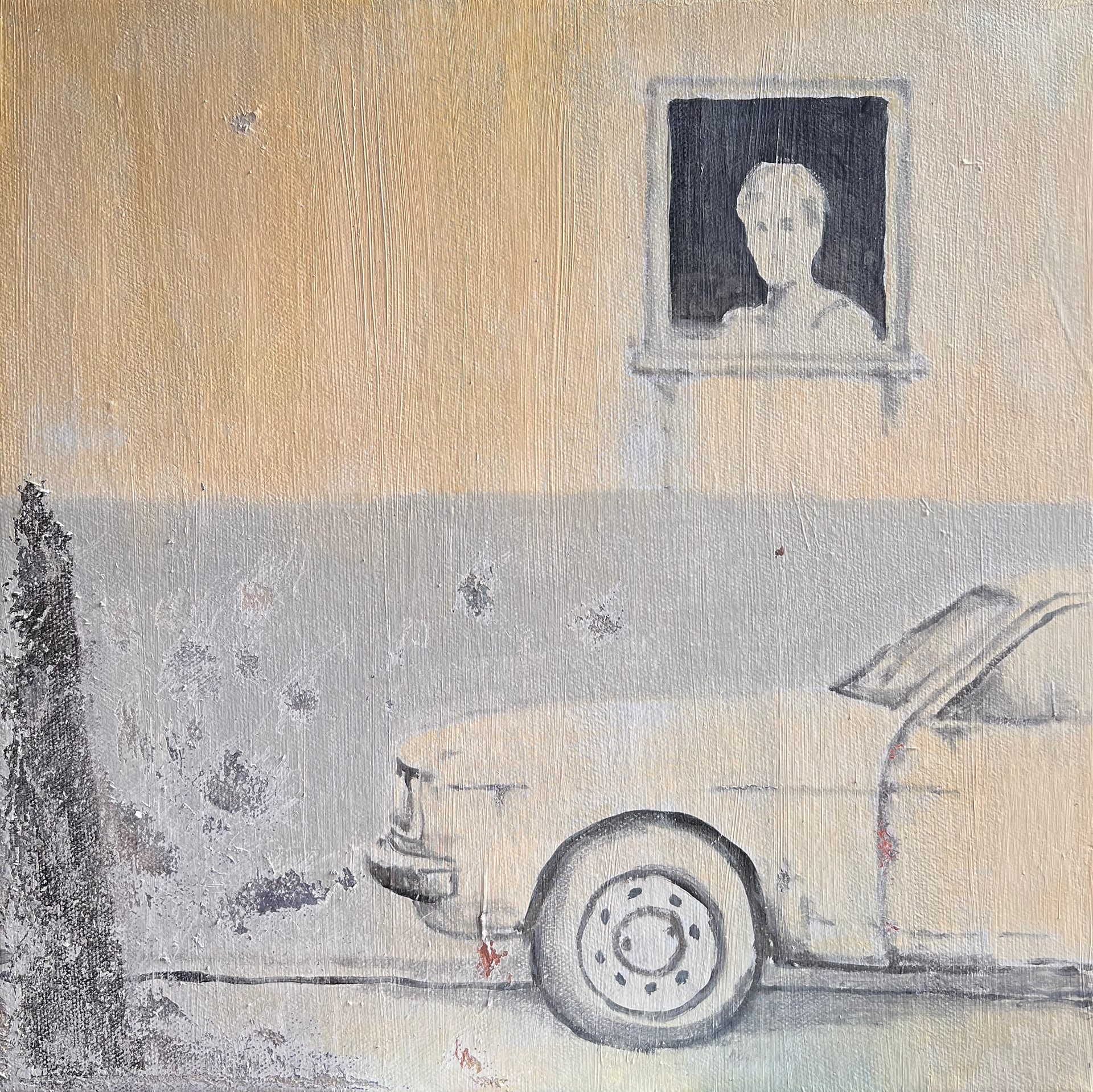 Mulher à Janela 1, óleo sobre tela, 30x30cm., 2025. Coleção do Autor.