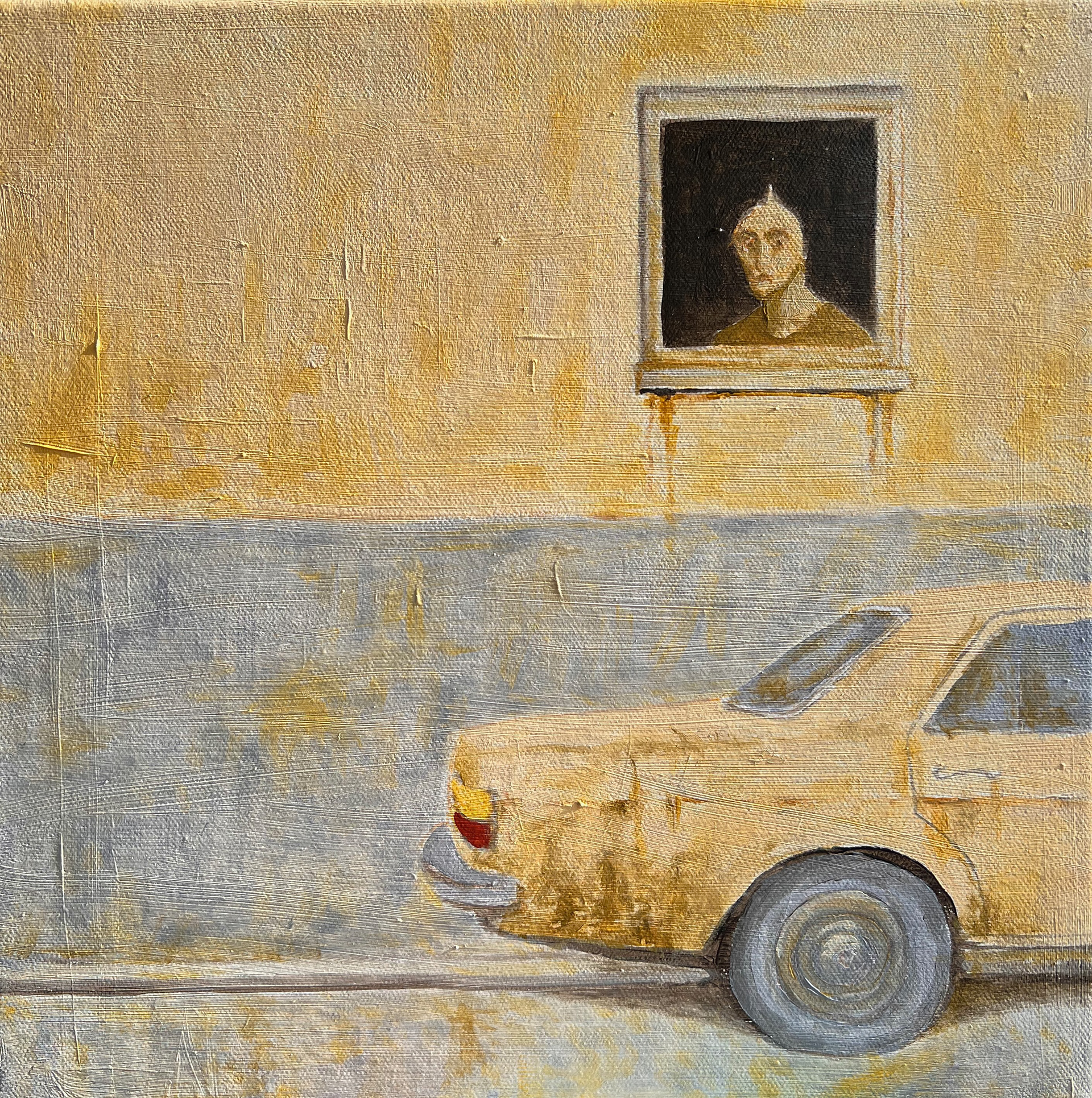 Mulher à Janela 2, óleo sobre tela, 30x30cm., 2025. Coleção do Autor.