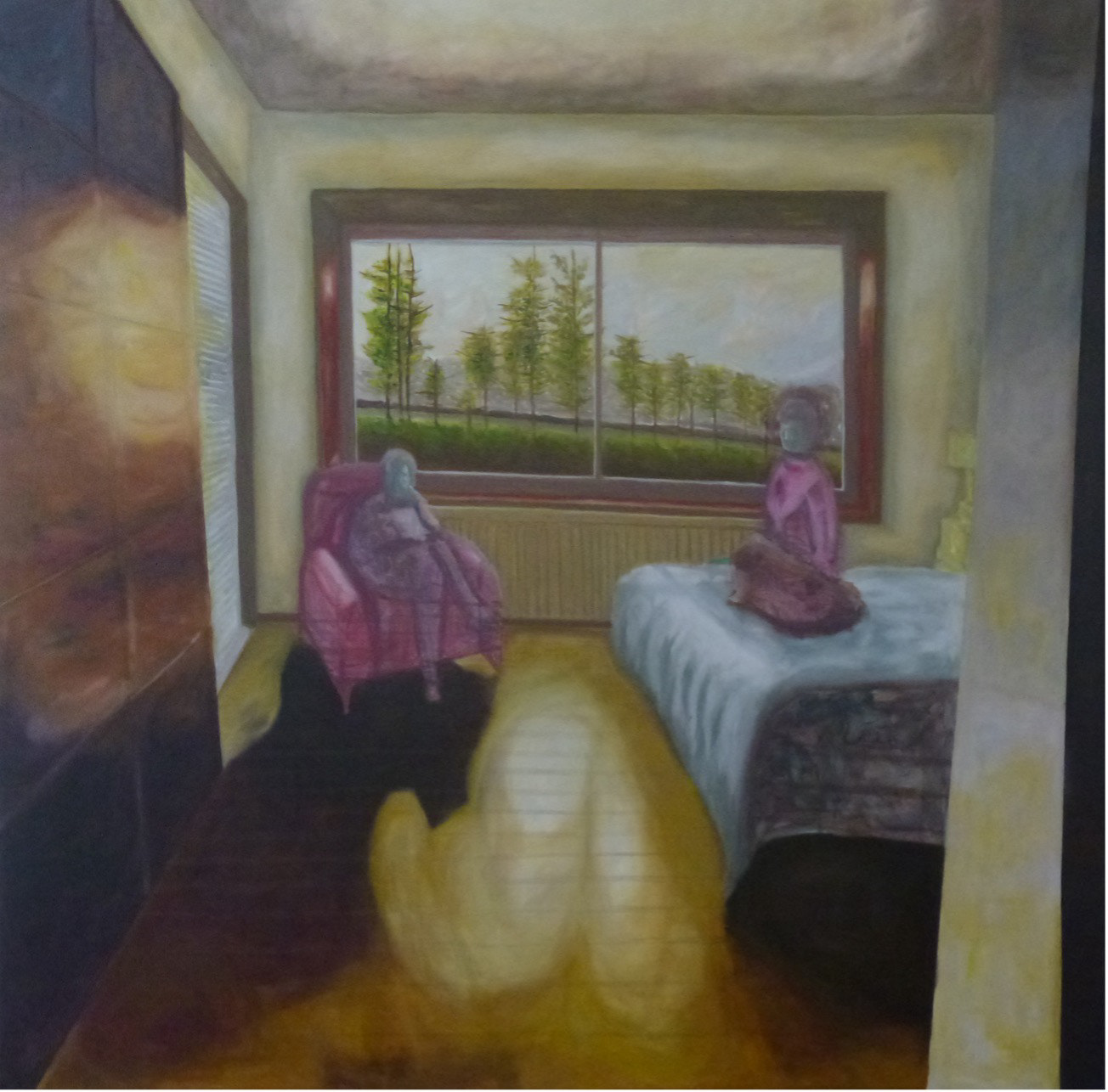 No quarto com Hélio, óleo sobre tela, 200x200 cm, 2012. Coleção de Luís Cameirão.