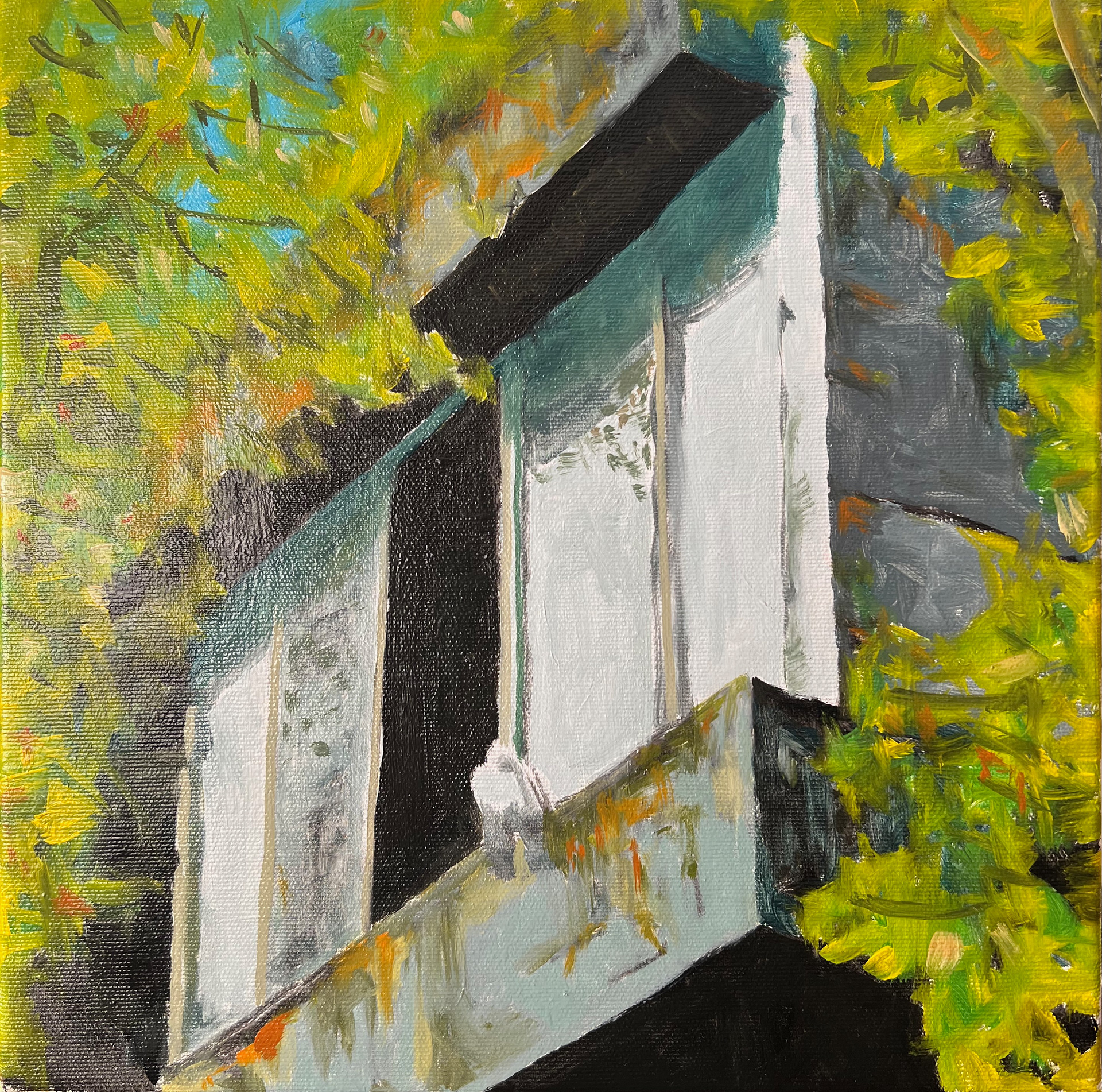 Janela com Gato, óleo sobre tela, 30x30cm., 2025. Coleção do Autor.