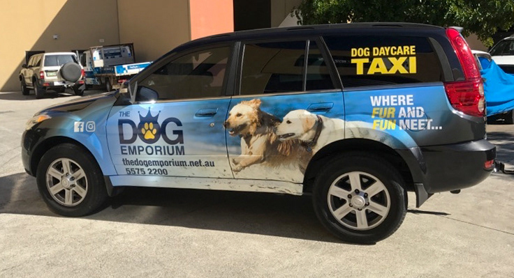 Dog Emporium dog taxi wrap