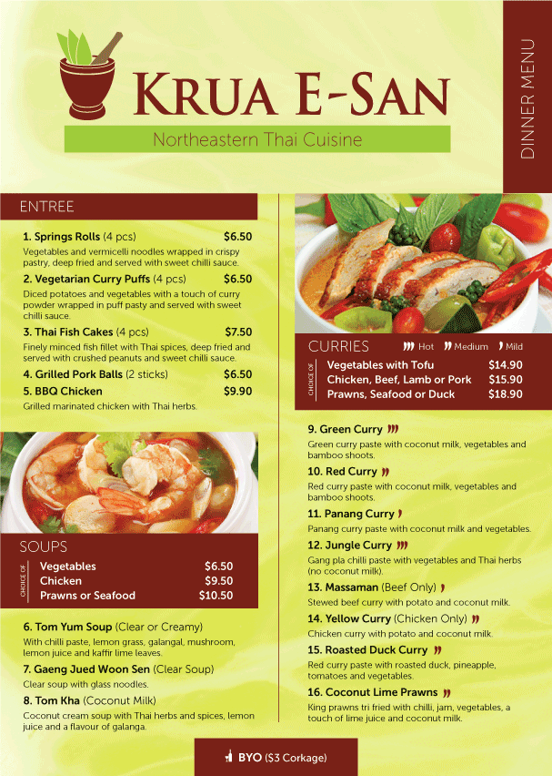 Krua E-San menu