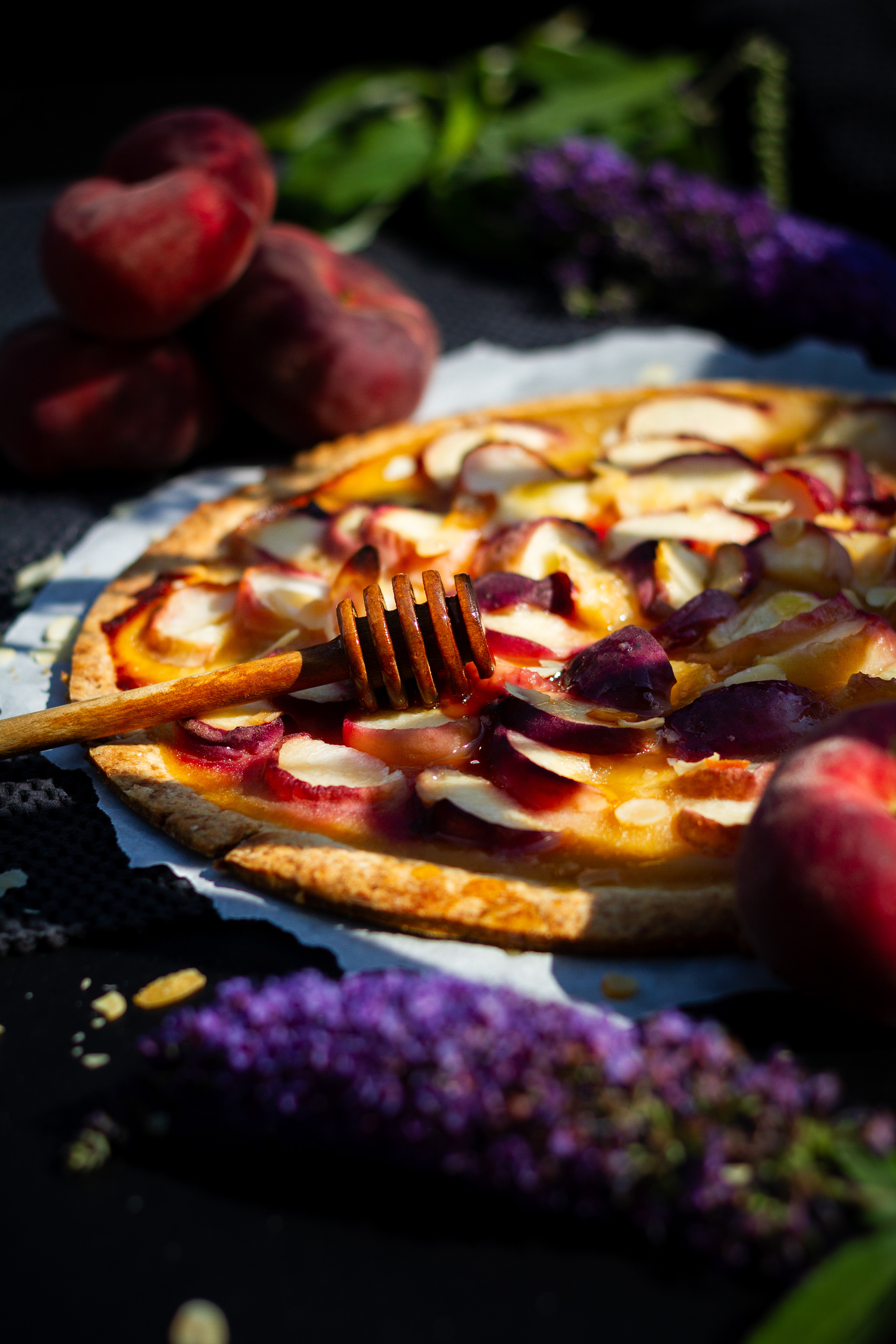 Tarte aux pêches miel