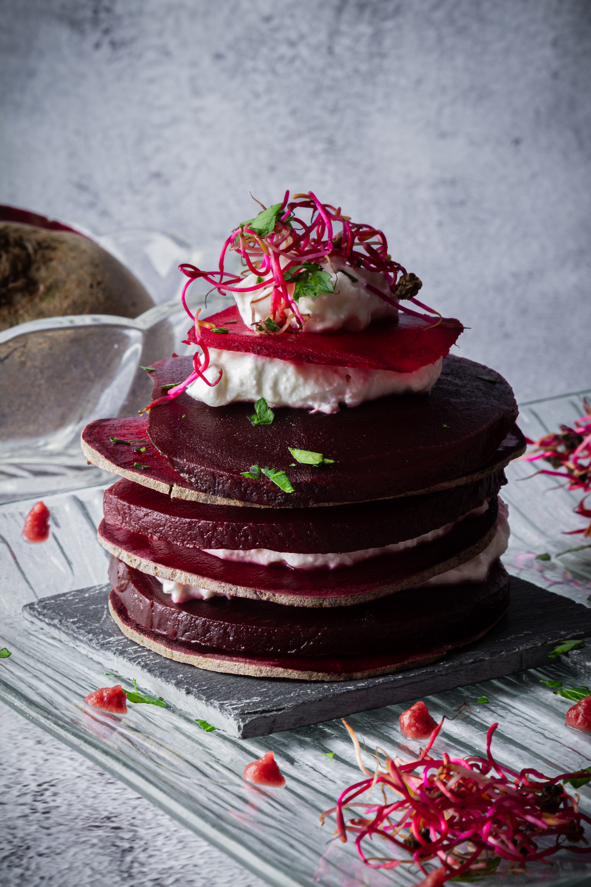 millefeuilles chèvre betterave