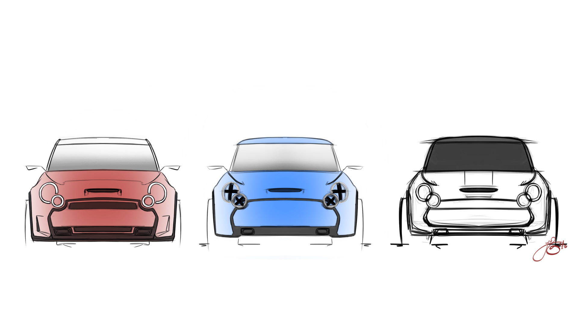 MINI COOPER SKETCHES | Adobe Photoshop | 2023