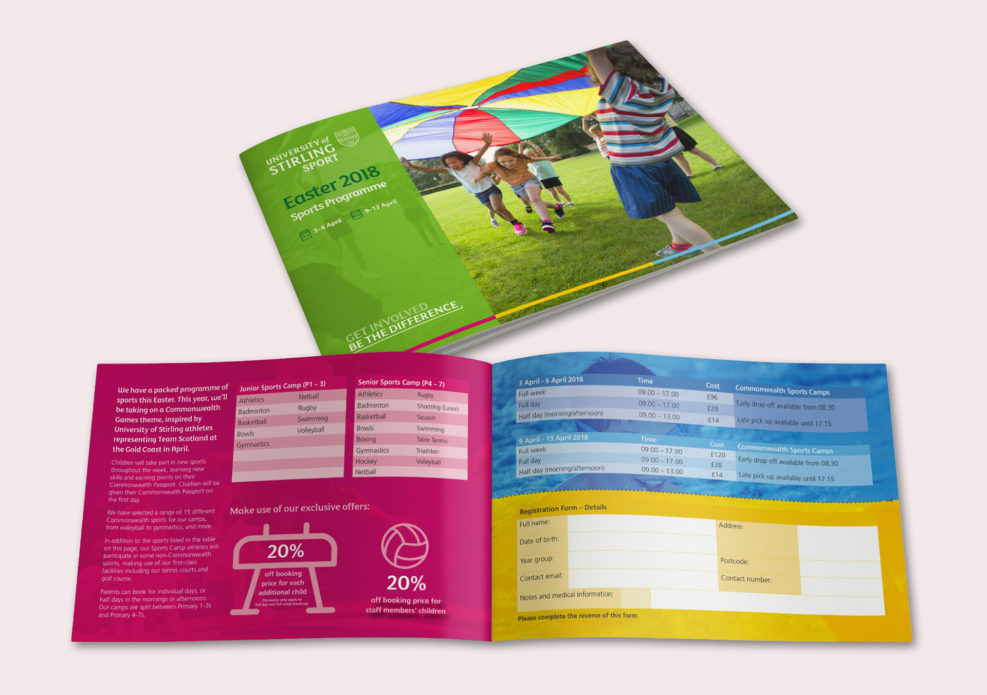University of Stirling - Easter Sports programme - Graphic design for print