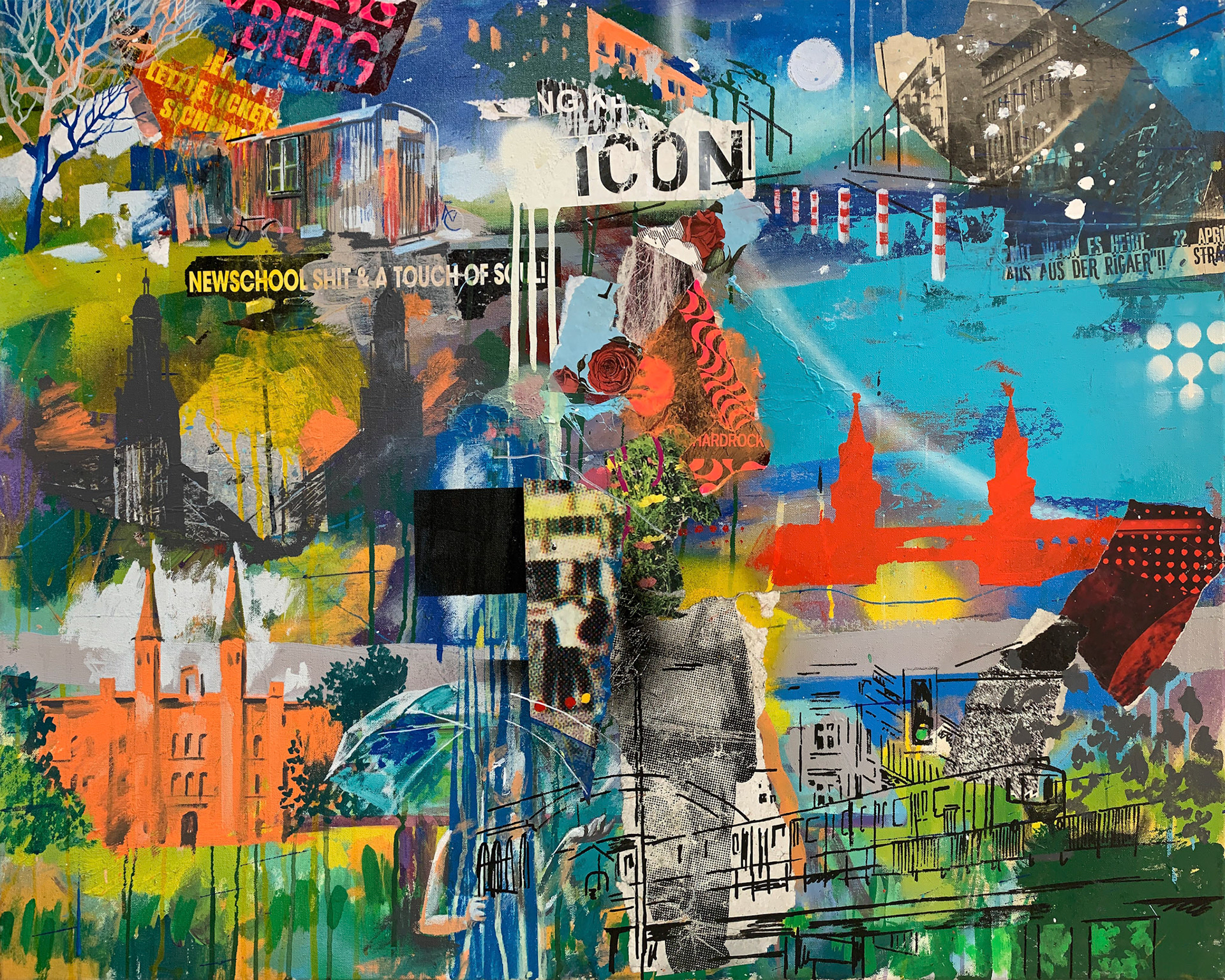 80 x 100 cm, Acryl und Collage auf Leinwand