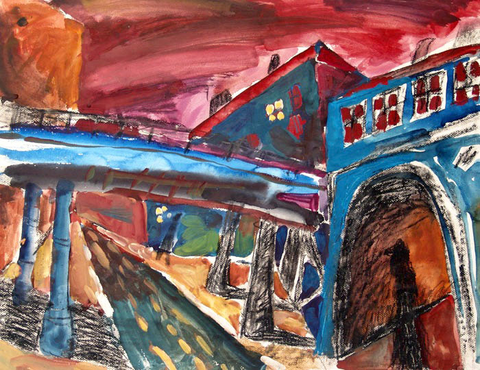 50 x 100 cm, Acryl, Kohle auf Papier, 1997