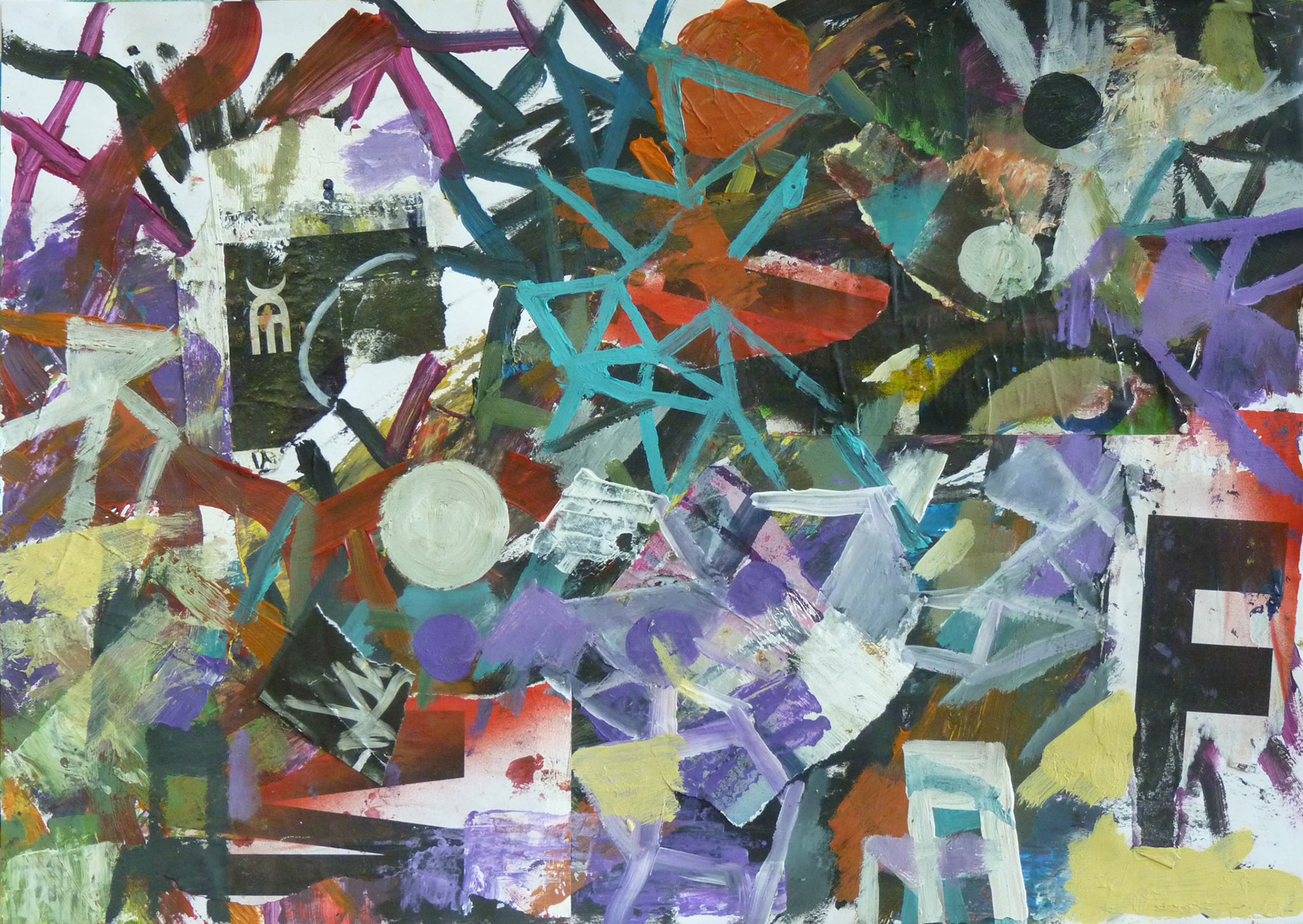2012, Acryl und Collage auf Papier, 70 x 100 cm