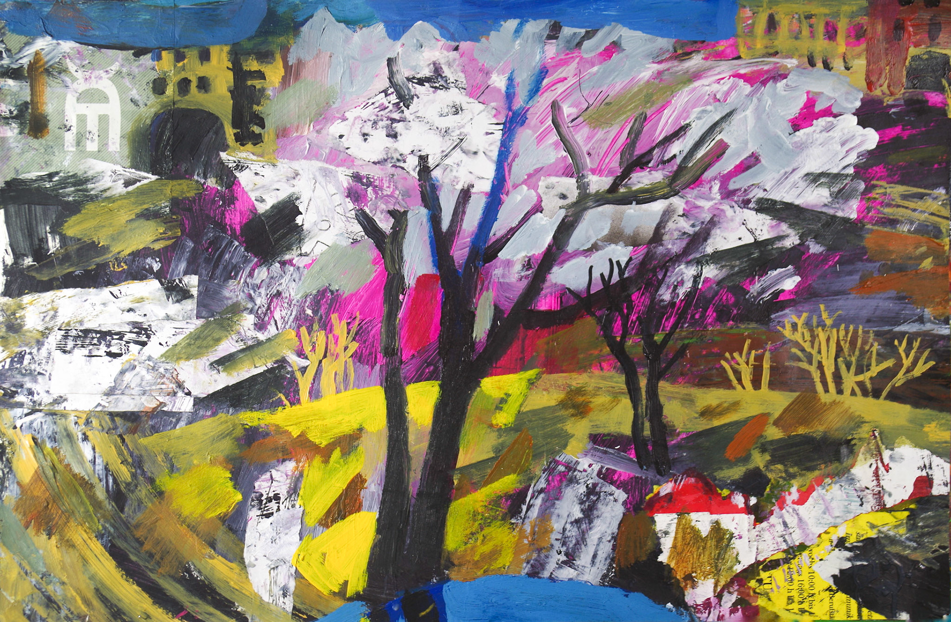 50 x 70 cm, Acryl und Collage auf Papier