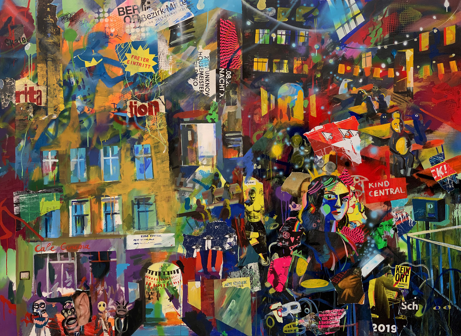 160 x 220, Acryl und Collage auf Leinwand, 2019