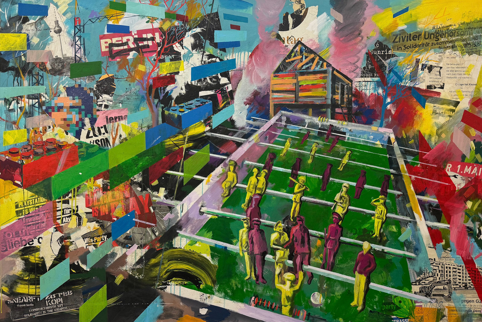 180 x 120 cm, Acryl und Collage auf Leinwand, 2019