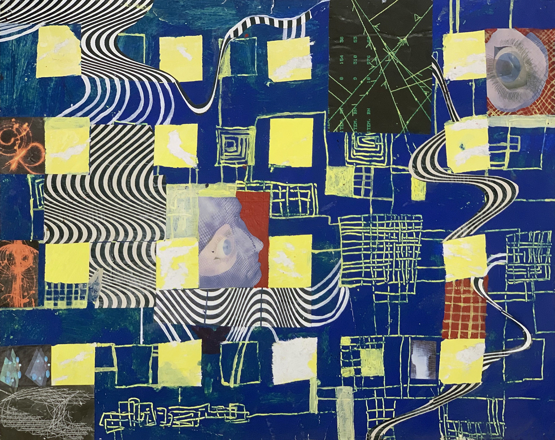 Collage und Acryl auf Papier, ca. 50x70 cm, 2001