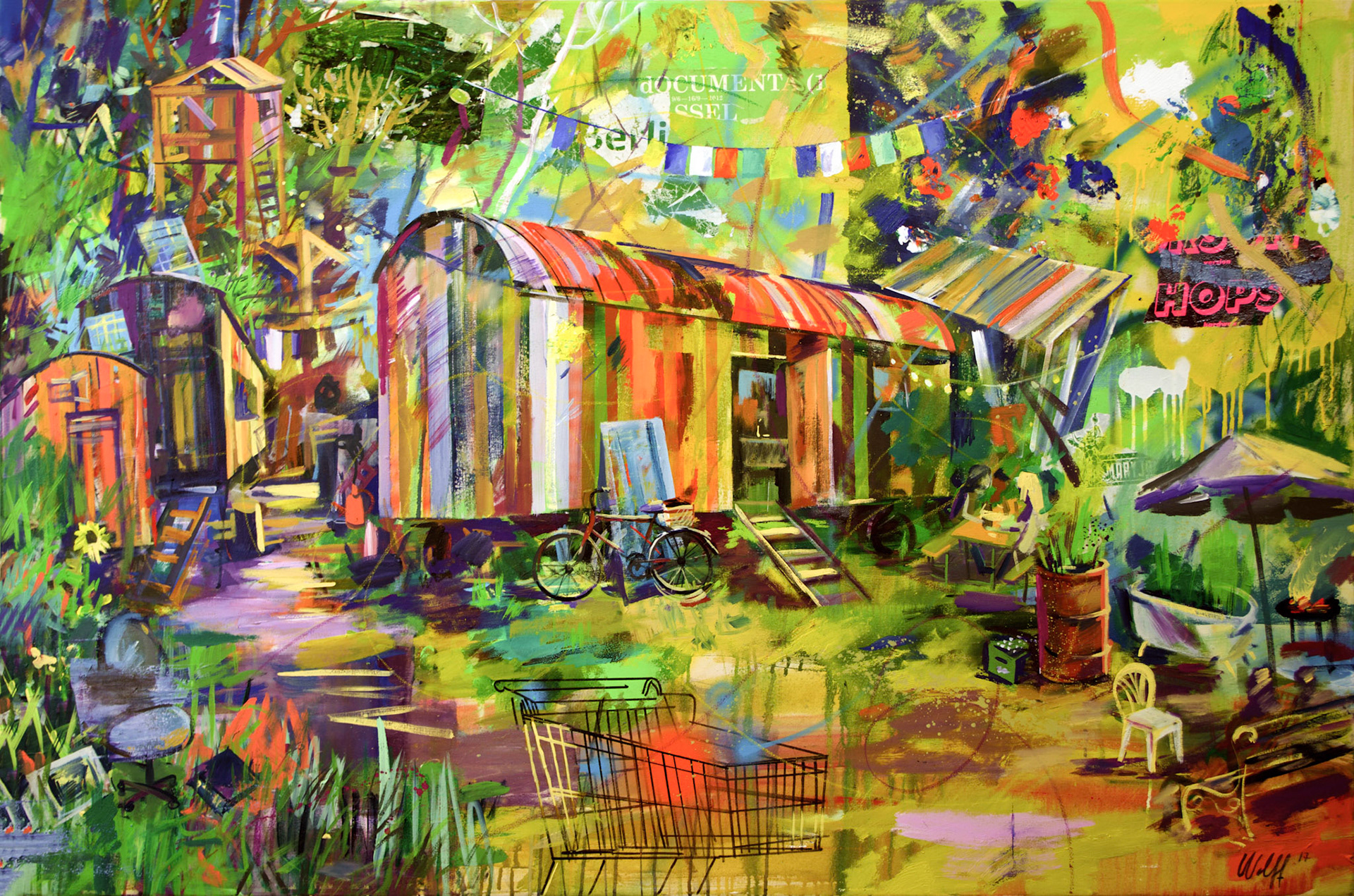 120 x 180 cm, Öl, Acryl, Collage auf Leinwand, 2017