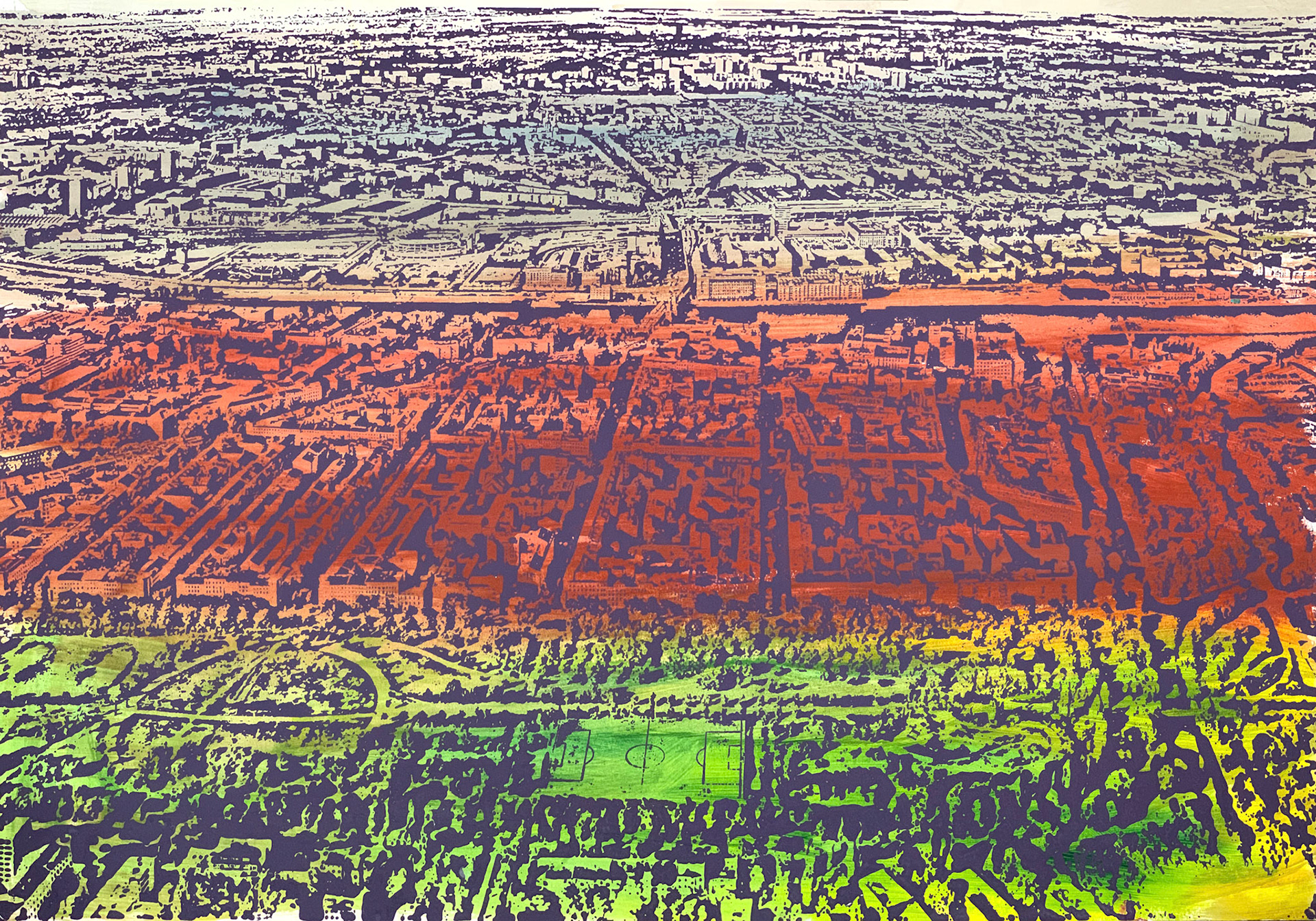 70 x 100 cm, Siebdruck und Acryl auf Papier, 2008