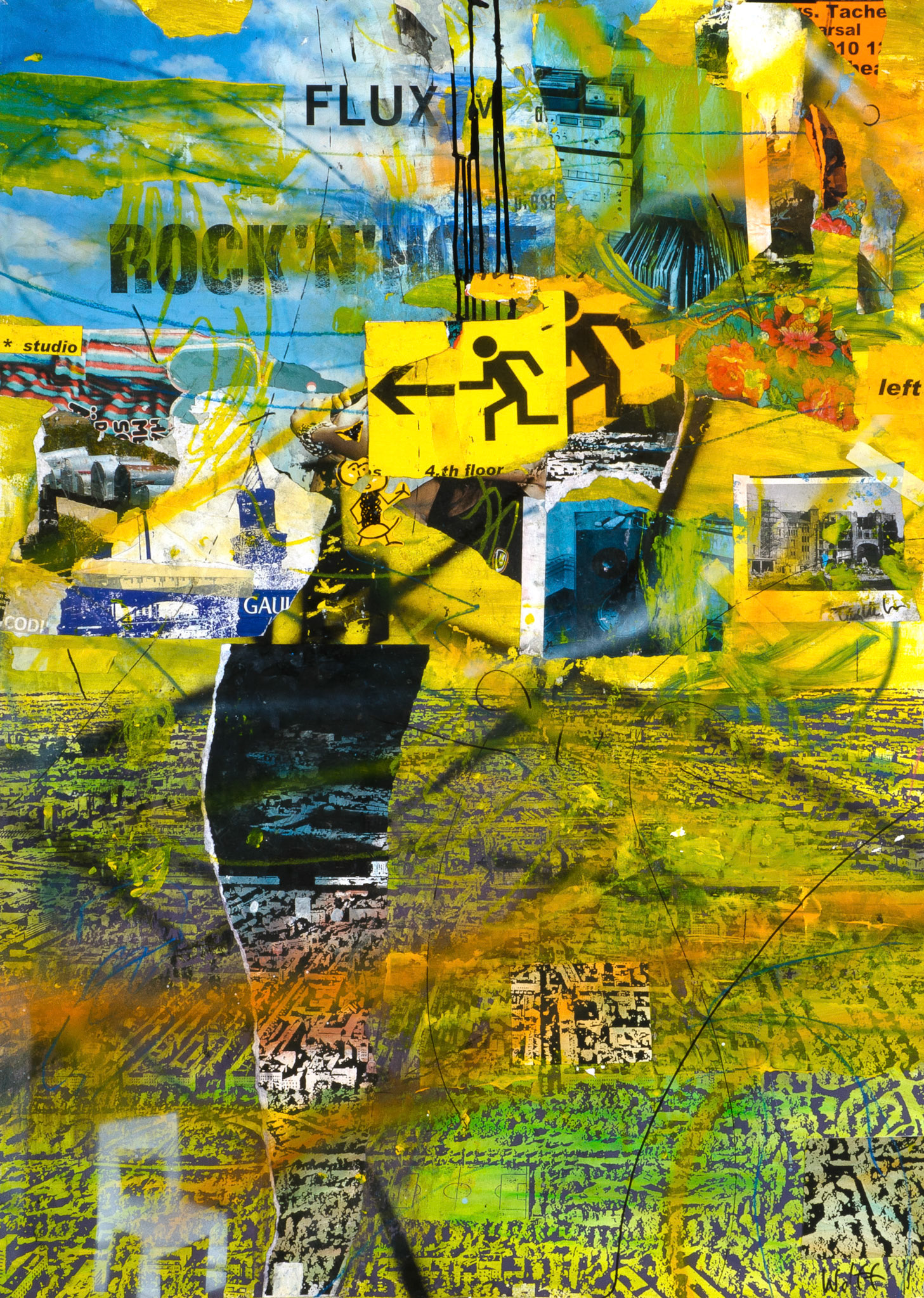 140 x 100 cm, Collage, Siebruck und Mischtechnik auf Karton, 2011