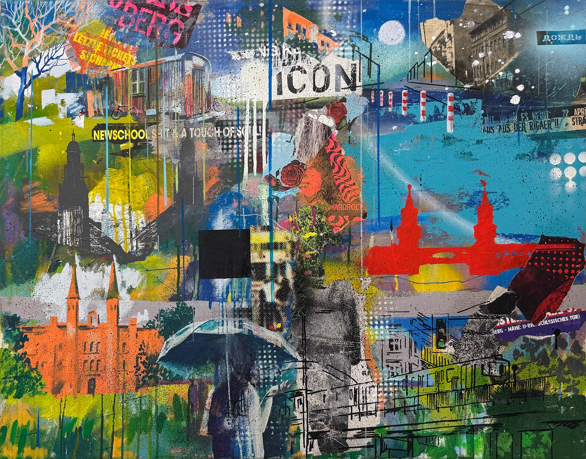 80x100 cm, Acryl und Collage auf Leinwand, 2023